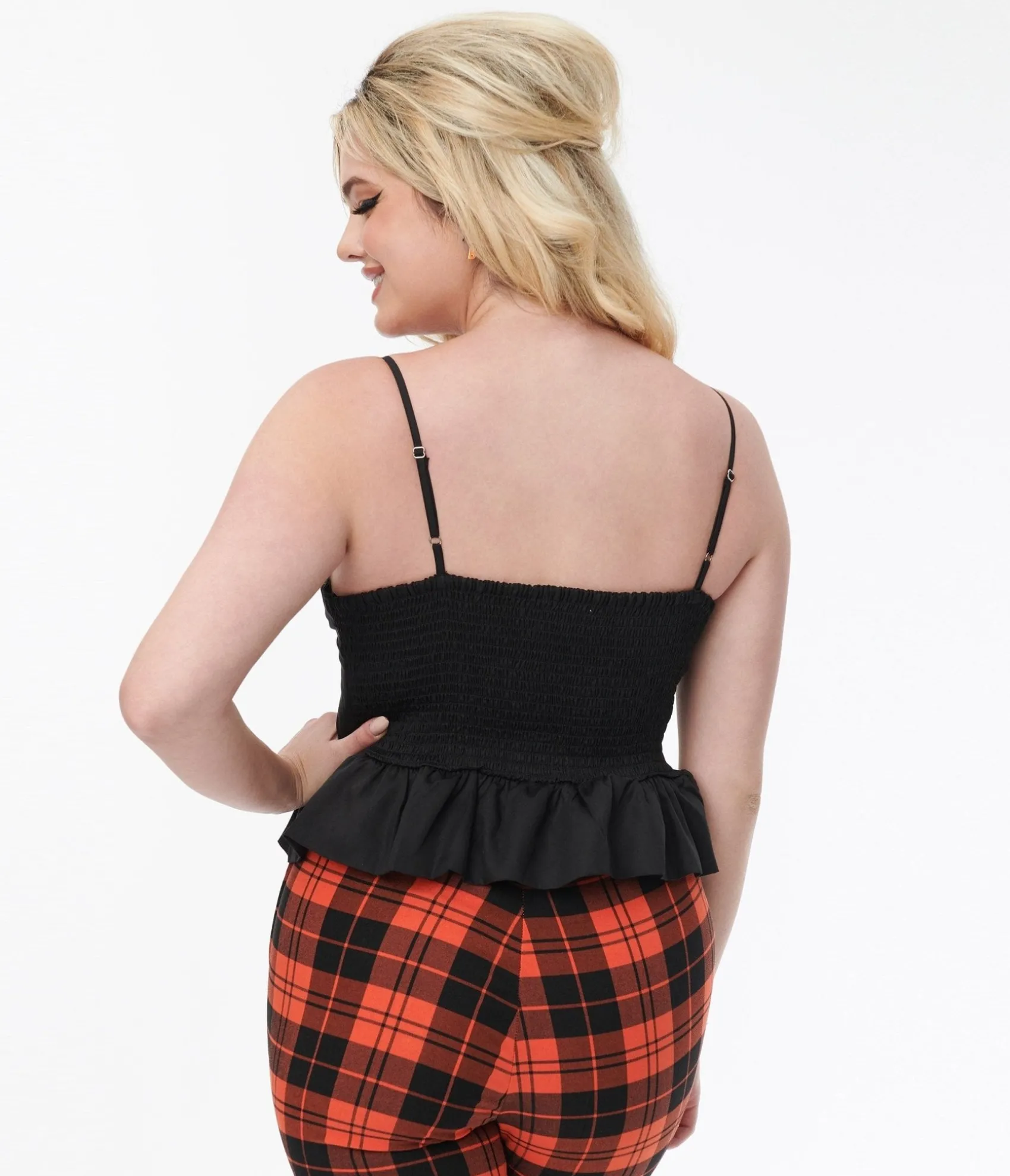 Unique Vintage Black Peplum Crop Top Best