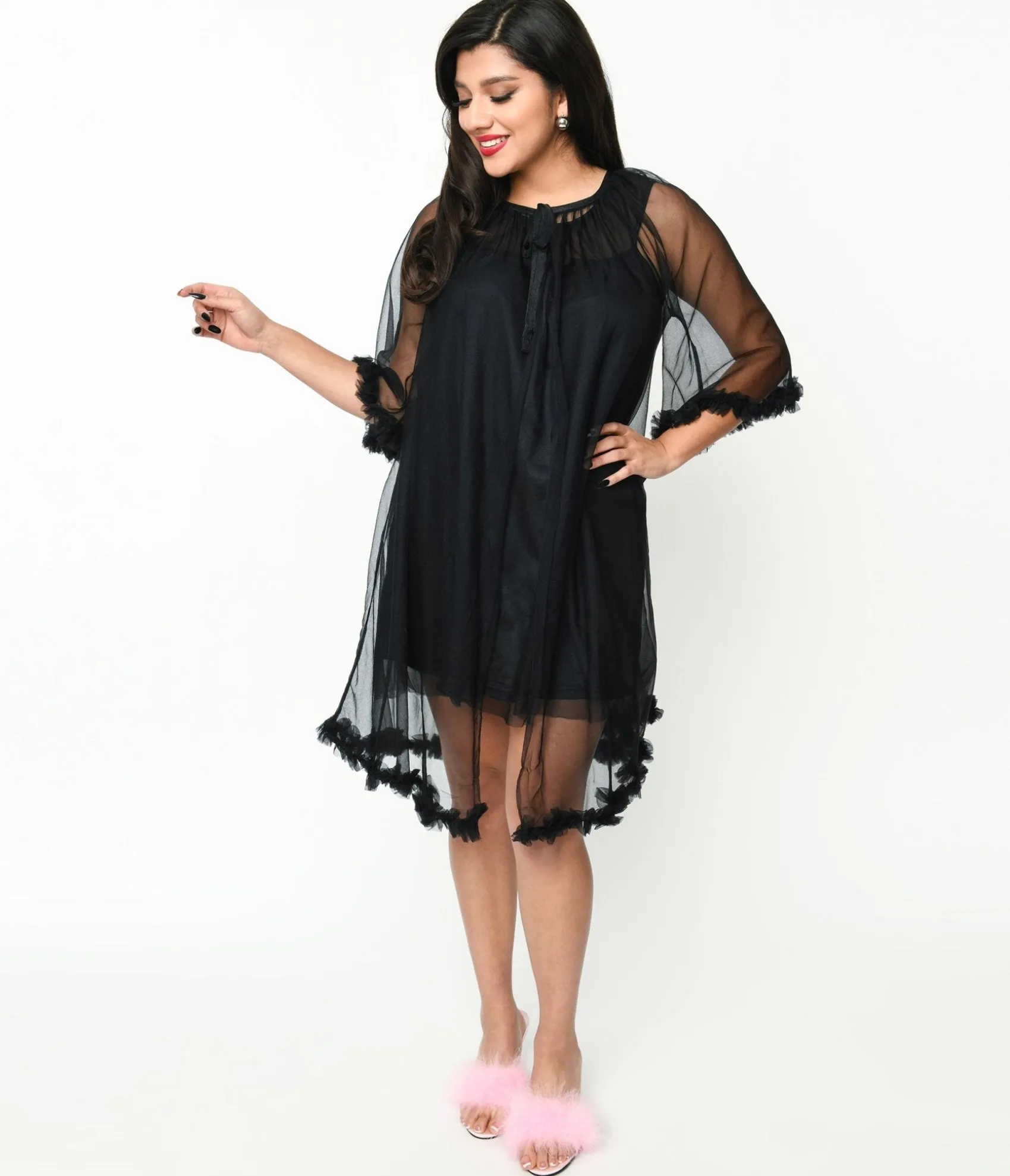Unique Vintage Black Pillow Talk Nightgown Set Shop