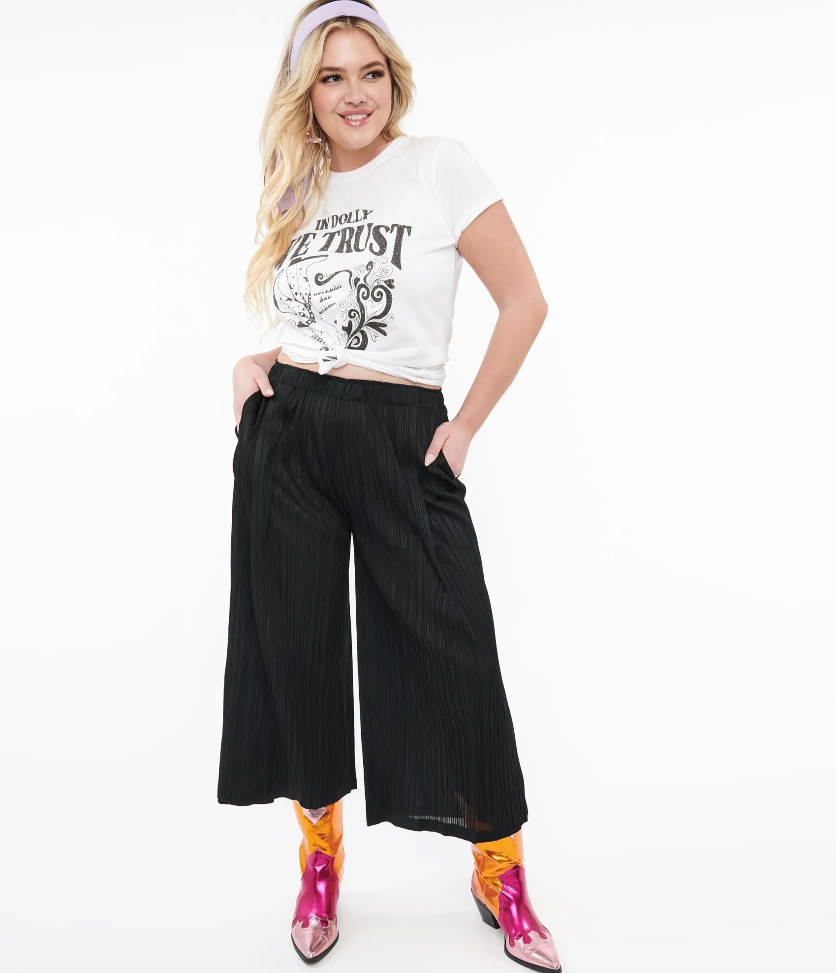 Unique Vintage Black Pleated Cropped Pants Discount