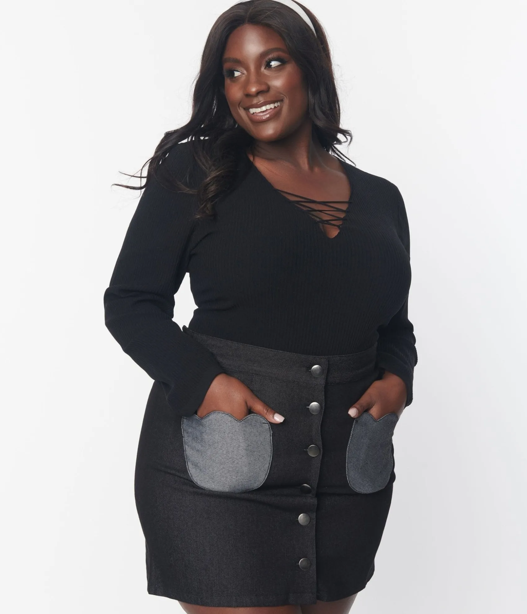 Unique Vintage Black Ribbed Sweater Bodysuit Store