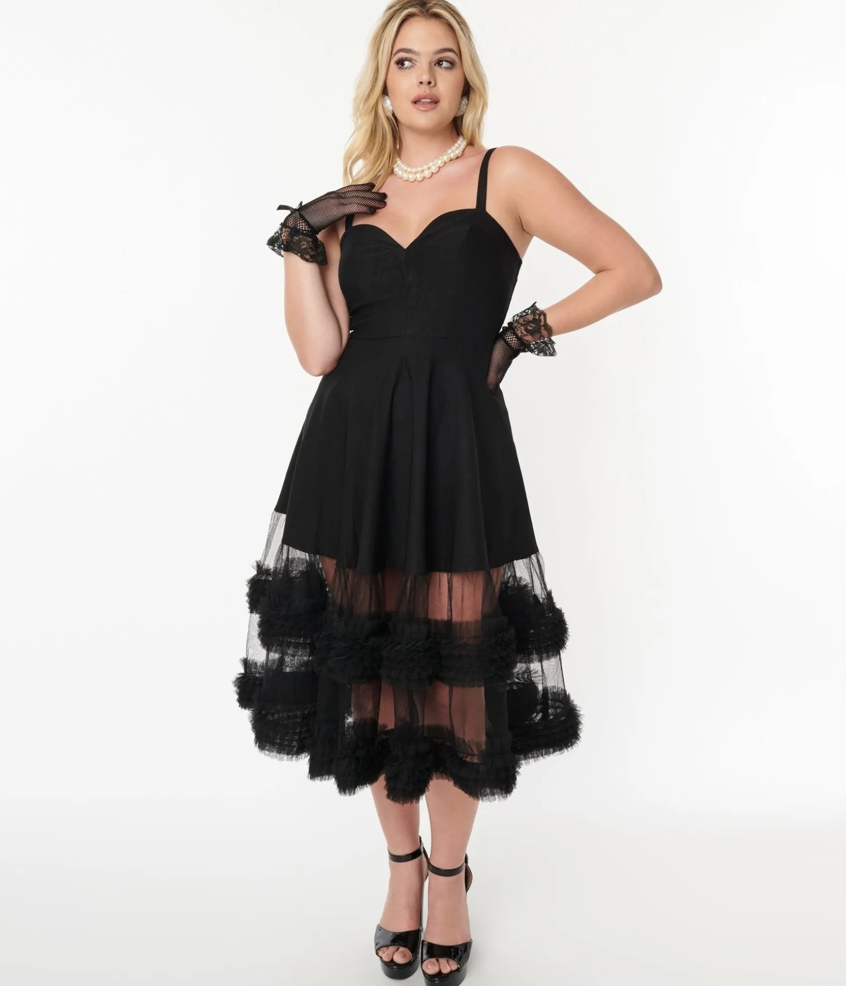 Unique Vintage Black Roman Holiday Tulle Swing Dress Online