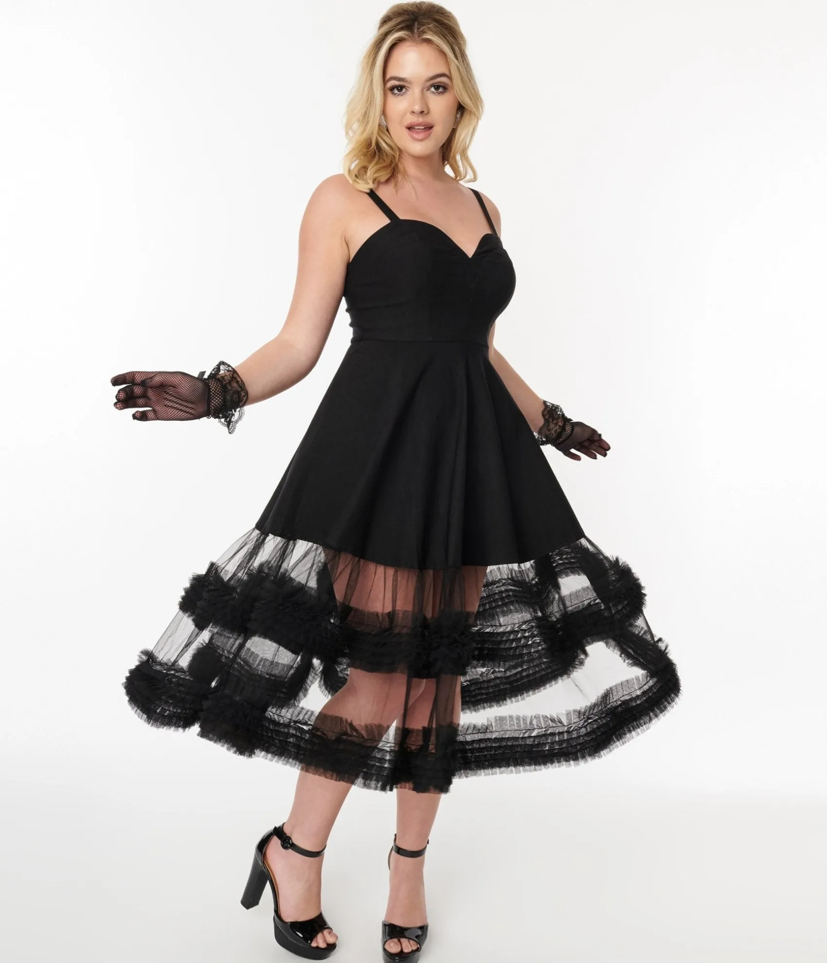 Unique Vintage Black Roman Holiday Tulle Swing Dress Online