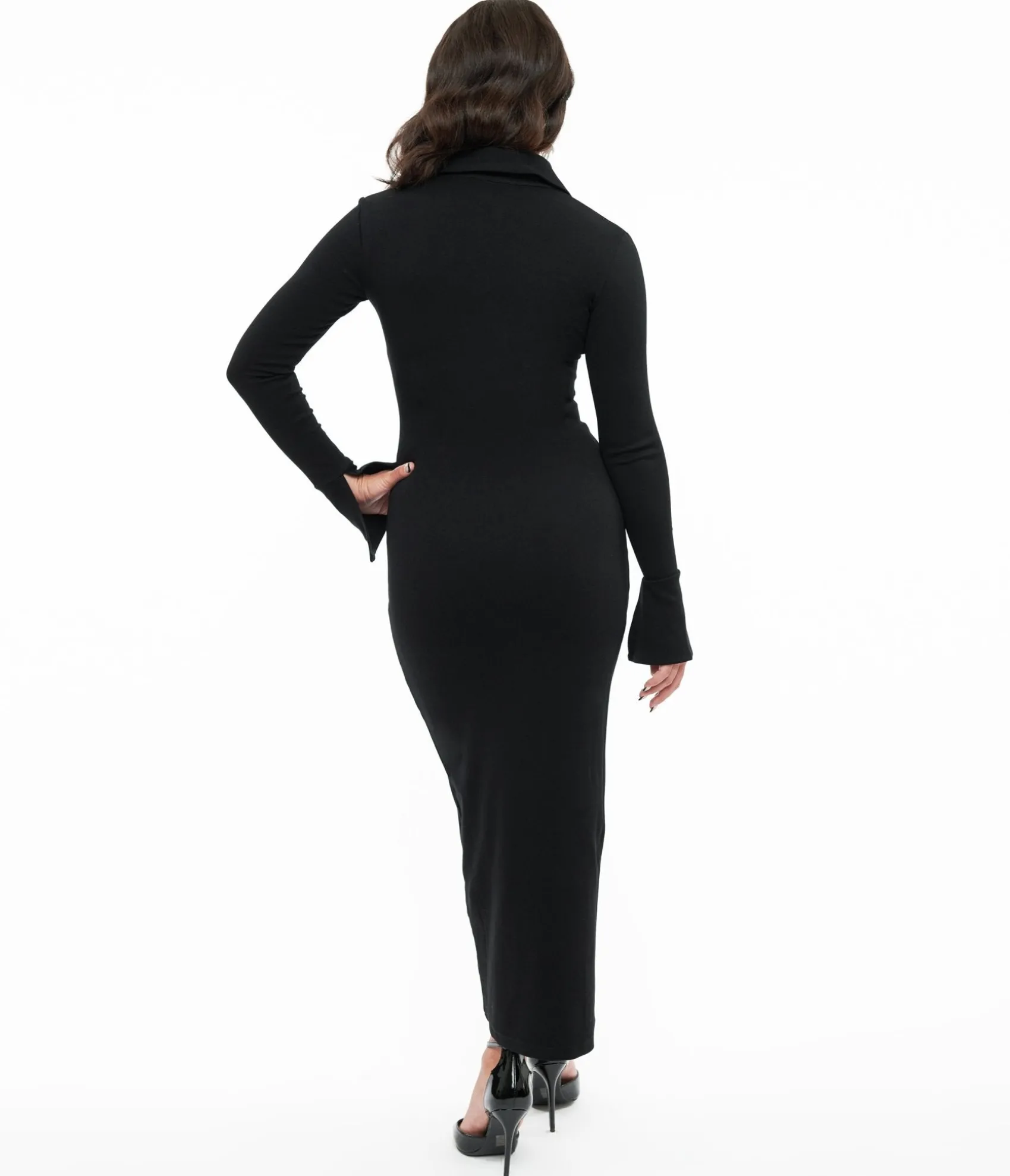 Unique Vintage Black Salem Spiderweb Collar Maxi Dress Cheap