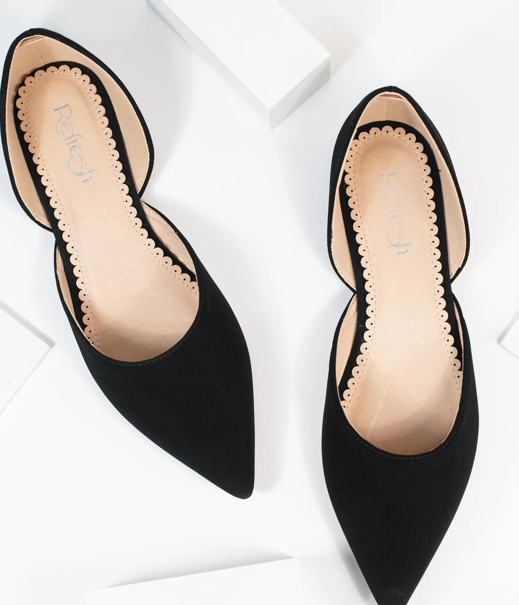 Unique Vintage Black Suede Pointed Toe Flats Clearance