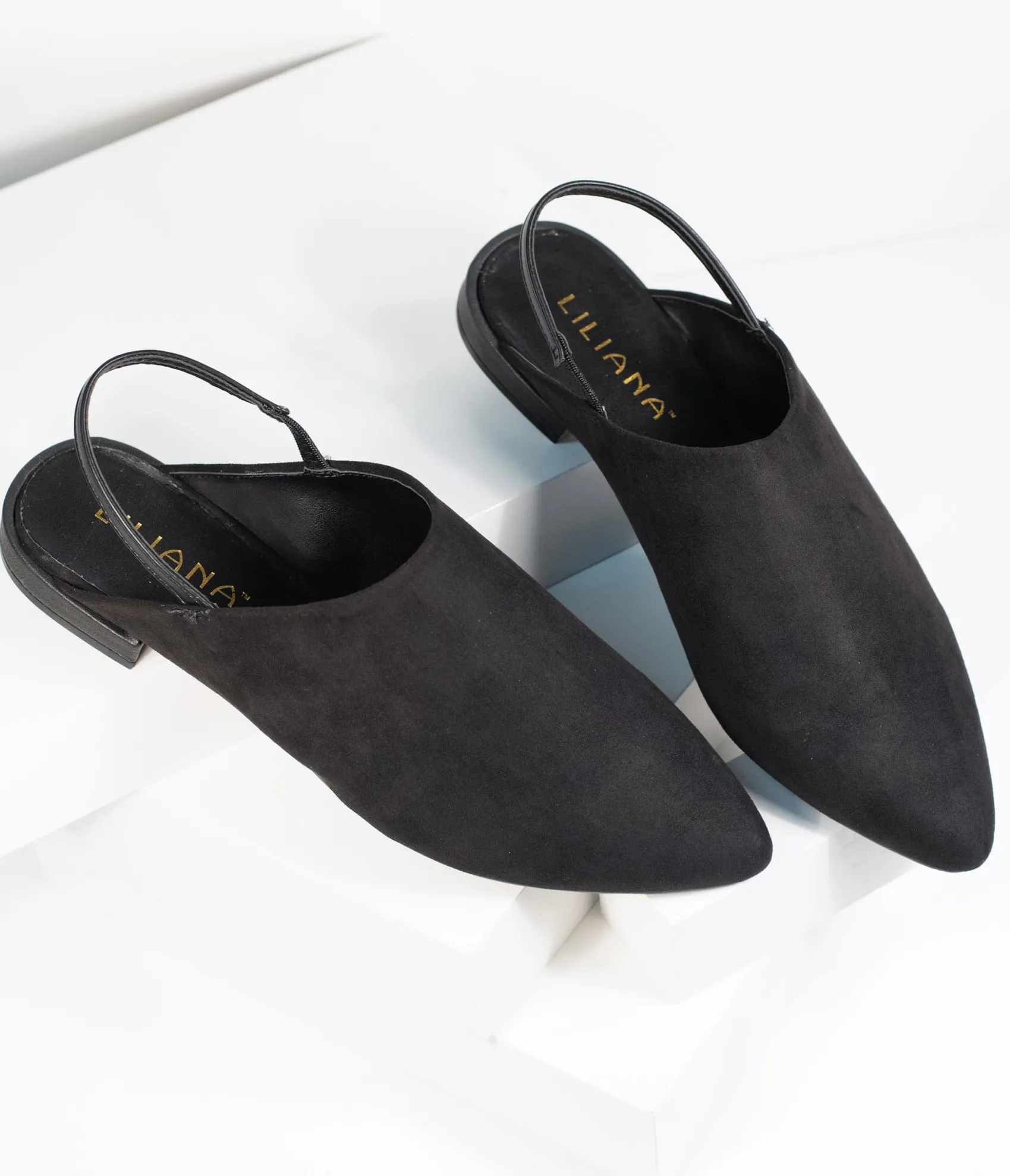 Unique Vintage Black Suede Pointed Toe Slingback Flats Best