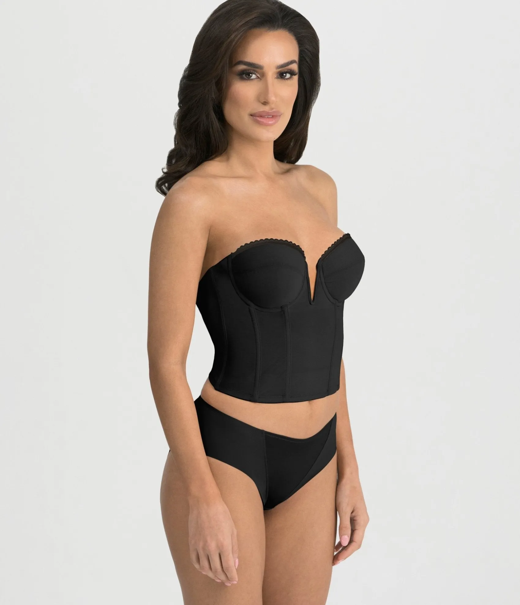 Unique Vintage Black V-Wire Backless Strapless Valerie Bridal Bra Flash Sale