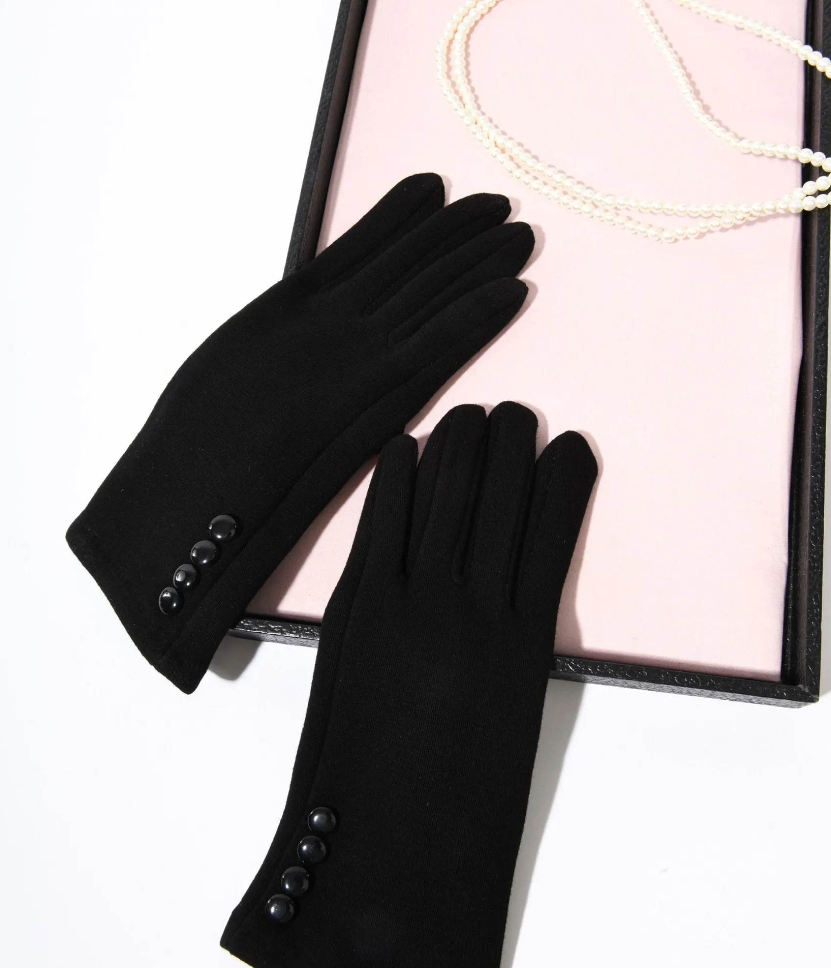 Unique Vintage Black Wrist Length Buttons Texting Gloves Cheap