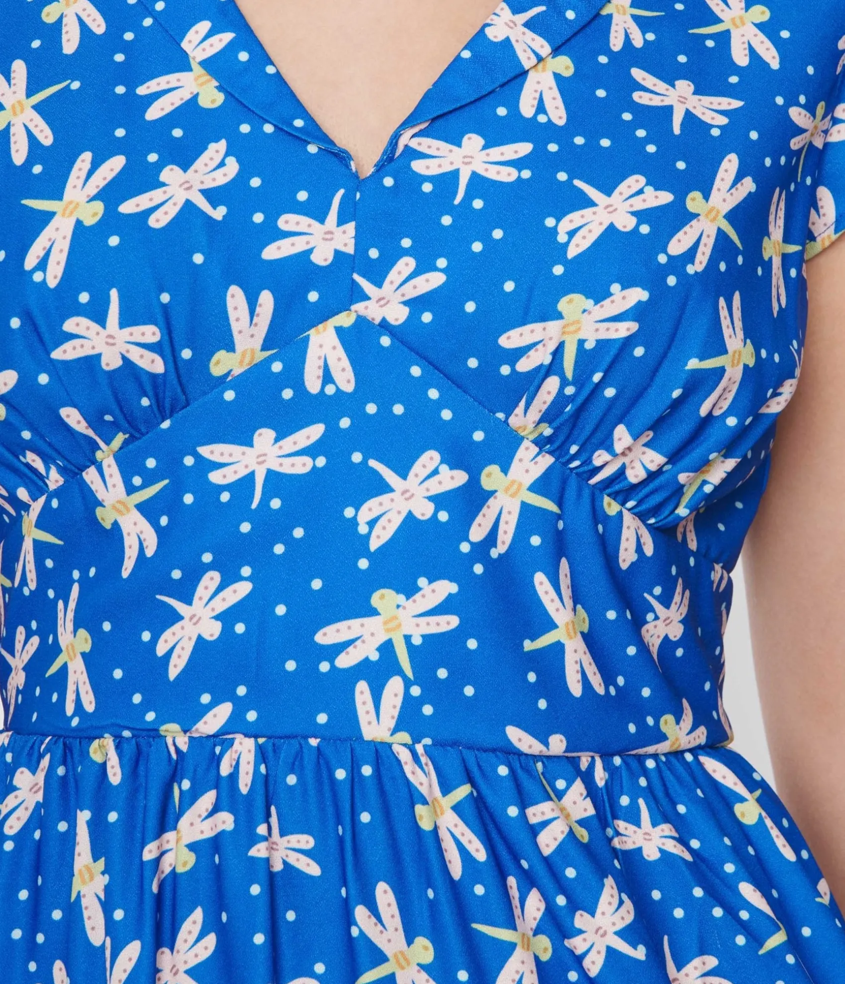 Unique Vintage Blue Dragonfly Heather Midi Dress Store