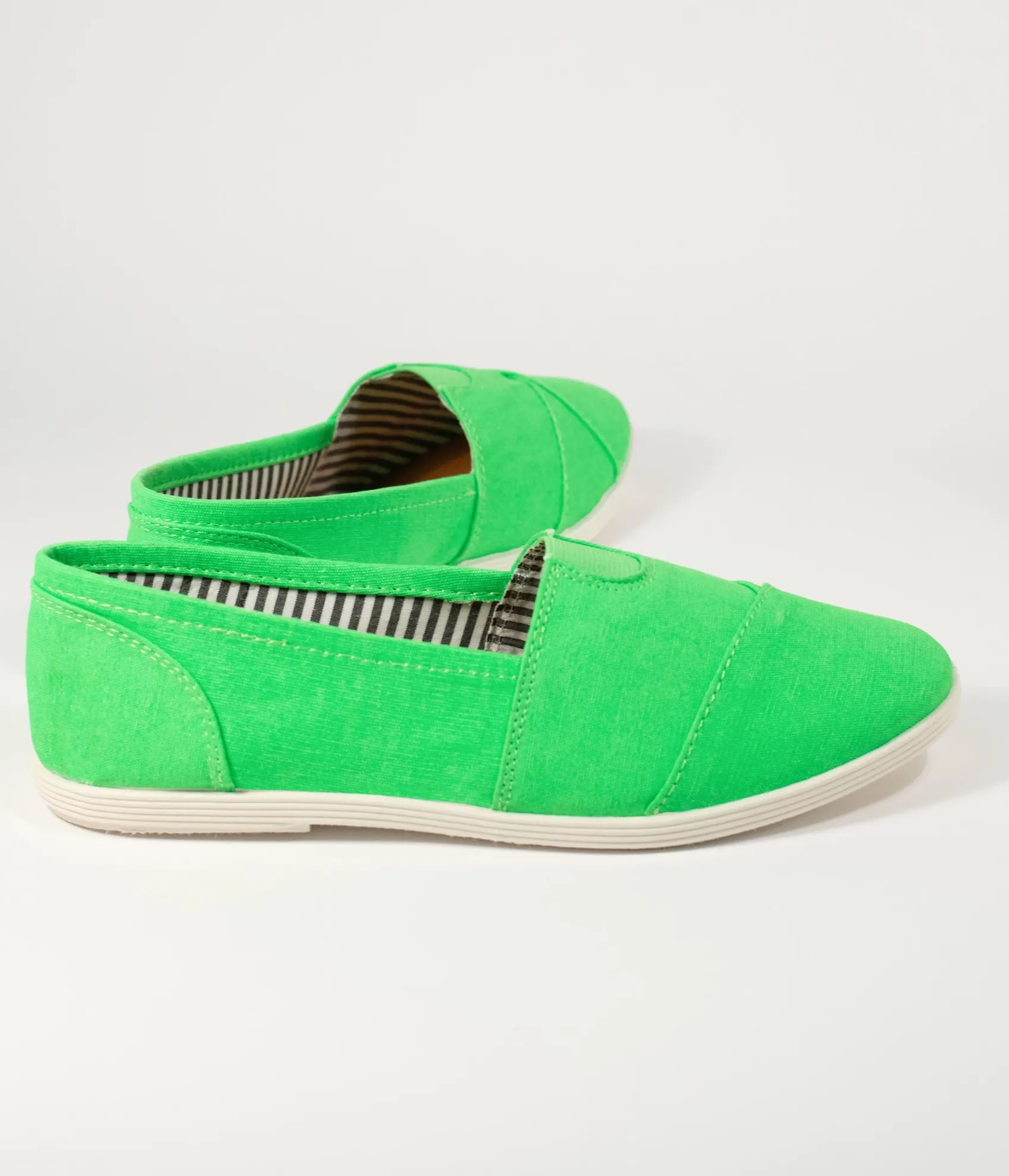 Unique Vintage Bright Green Canvas Casual Loafer Flats Outlet