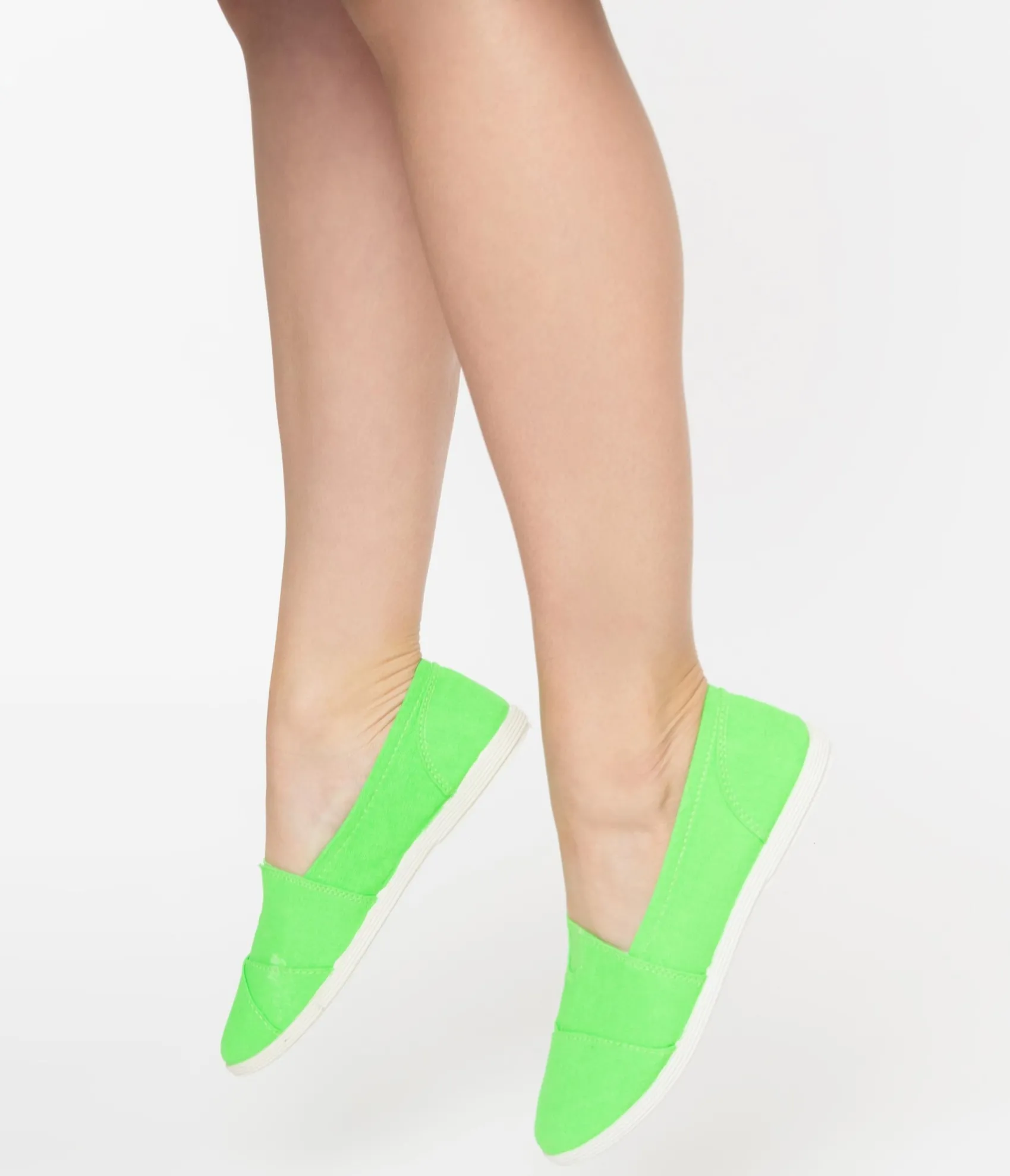 Unique Vintage Bright Green Canvas Casual Loafer Flats Outlet
