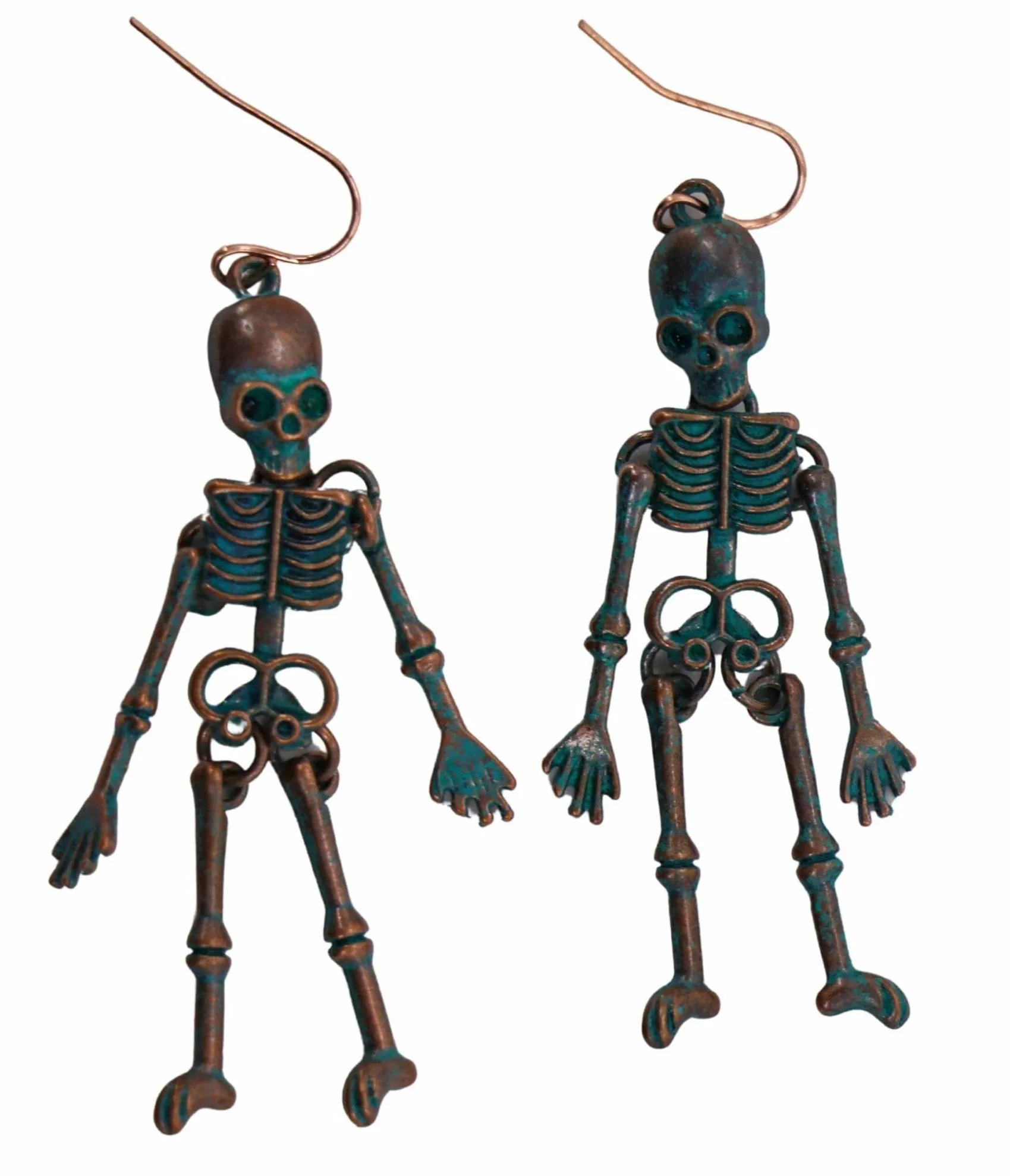 Unique Vintage Bronze Skeleton Earrings Clearance