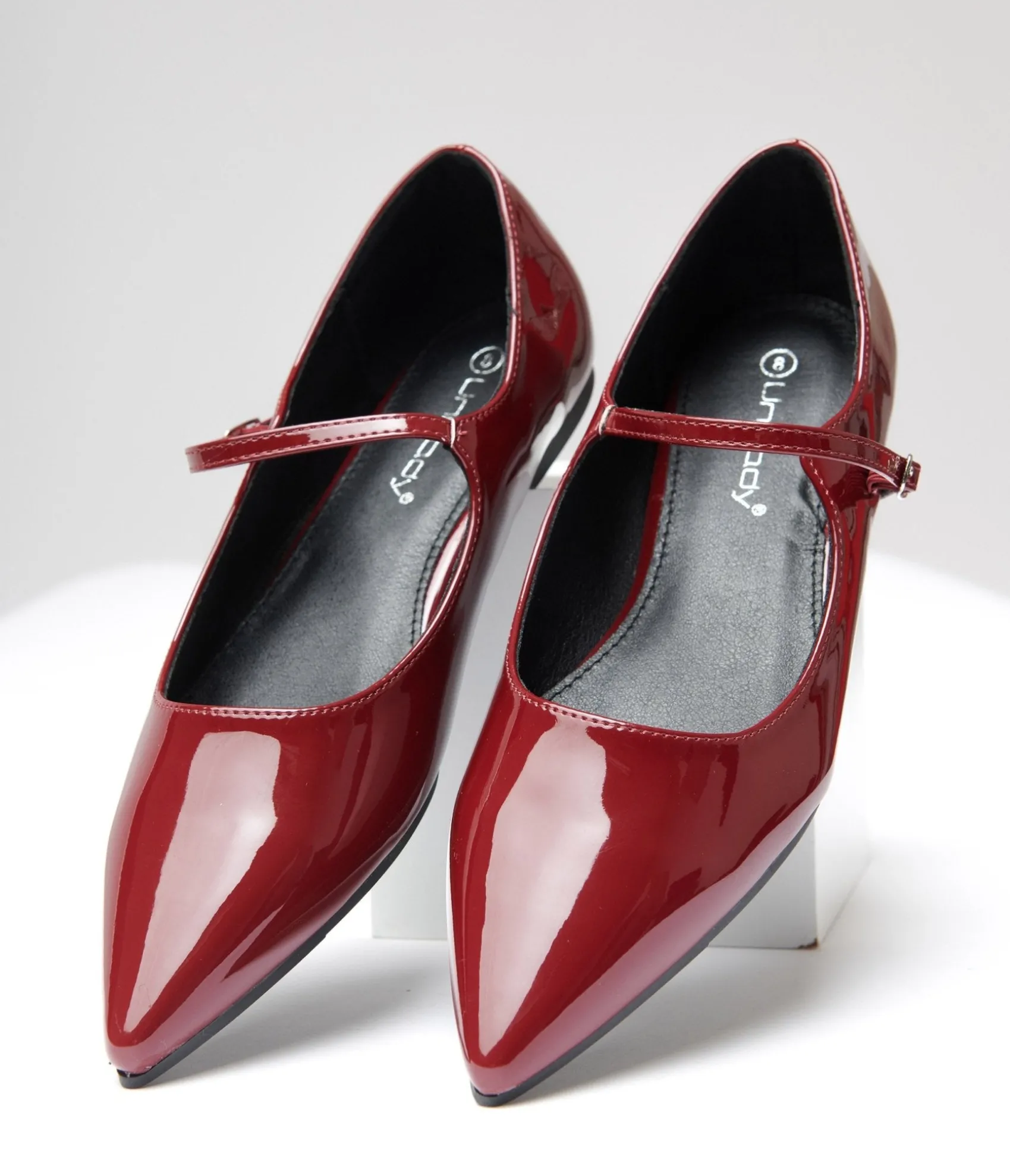 Unique Vintage Burgundy Mary Jane Pointed Toe Flats Sale