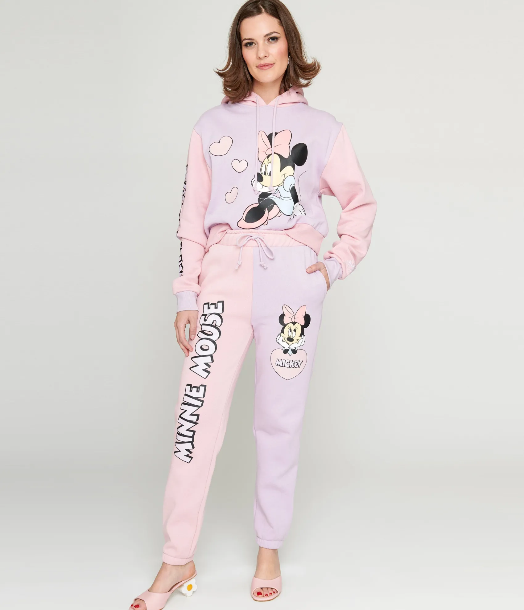 Unique Vintage Cakeworthy Pink & Purple Colorblock Minnie Mouse Joggers Hot
