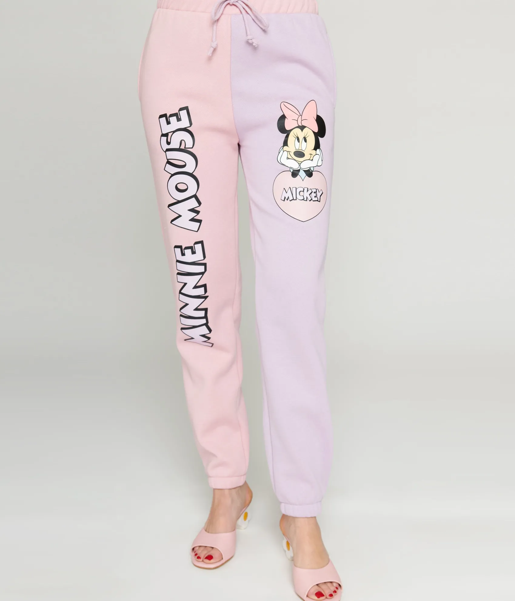 Unique Vintage Cakeworthy Pink & Purple Colorblock Minnie Mouse Joggers Hot