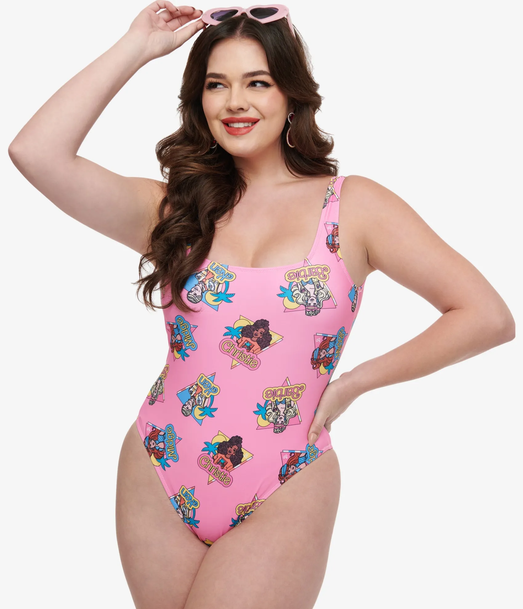 Unique Vintage Cakeworthy Pink Barbie California Dream One Piece Swimsuit Cheap