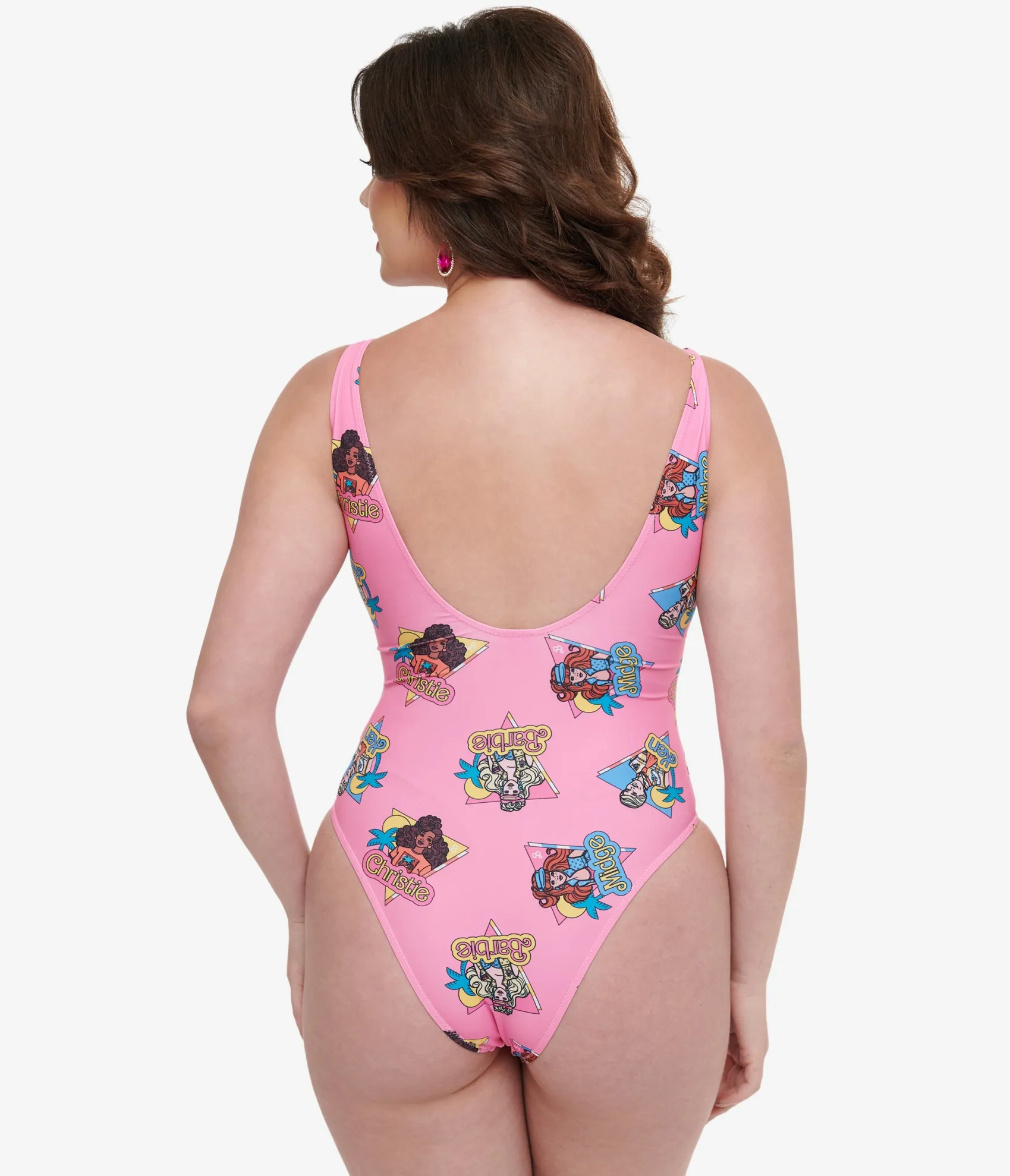 Unique Vintage Cakeworthy Pink Barbie California Dream One Piece Swimsuit Cheap
