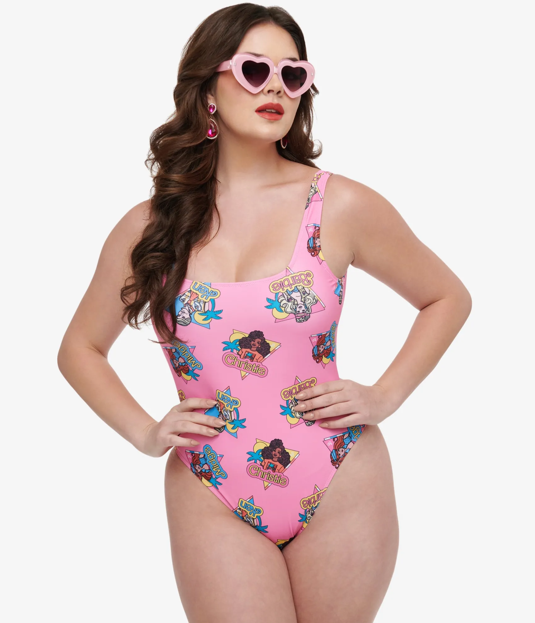 Unique Vintage Cakeworthy Pink Barbie California Dream One Piece Swimsuit Cheap
