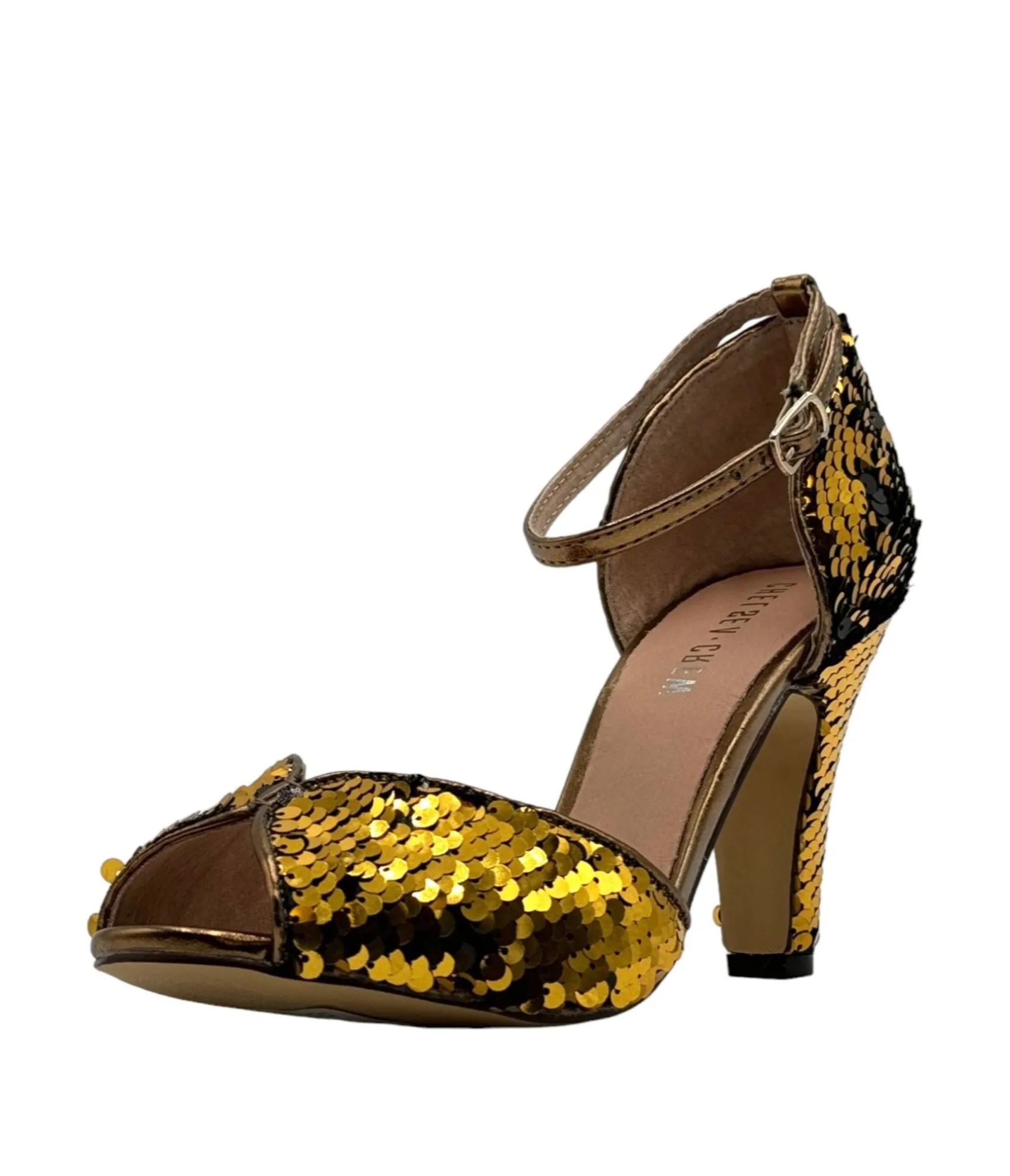 Unique Vintage Chelsea Crew Black & Gold Sequin Lola Pumps Best