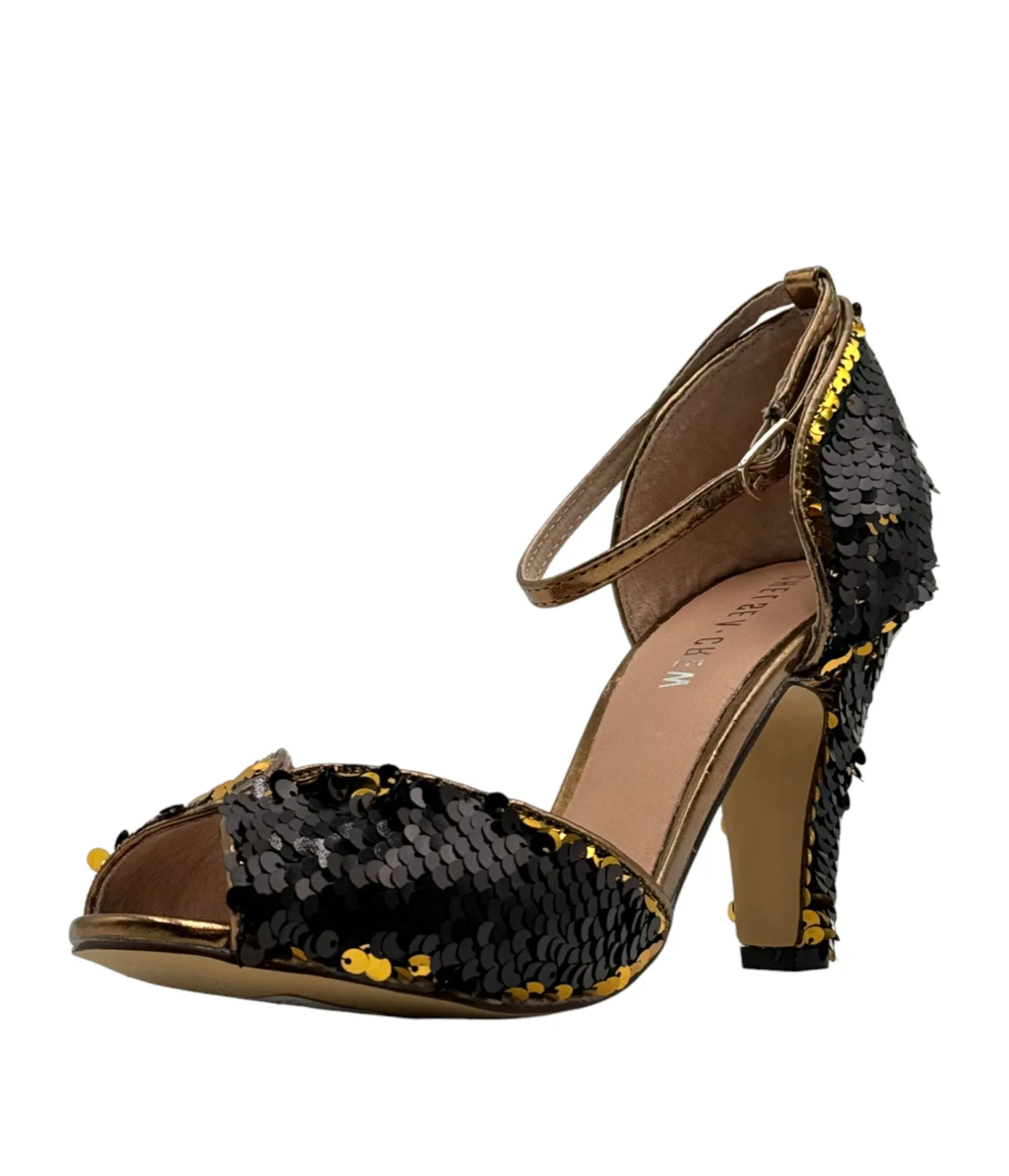 Unique Vintage Chelsea Crew Black & Gold Sequin Lola Pumps Best