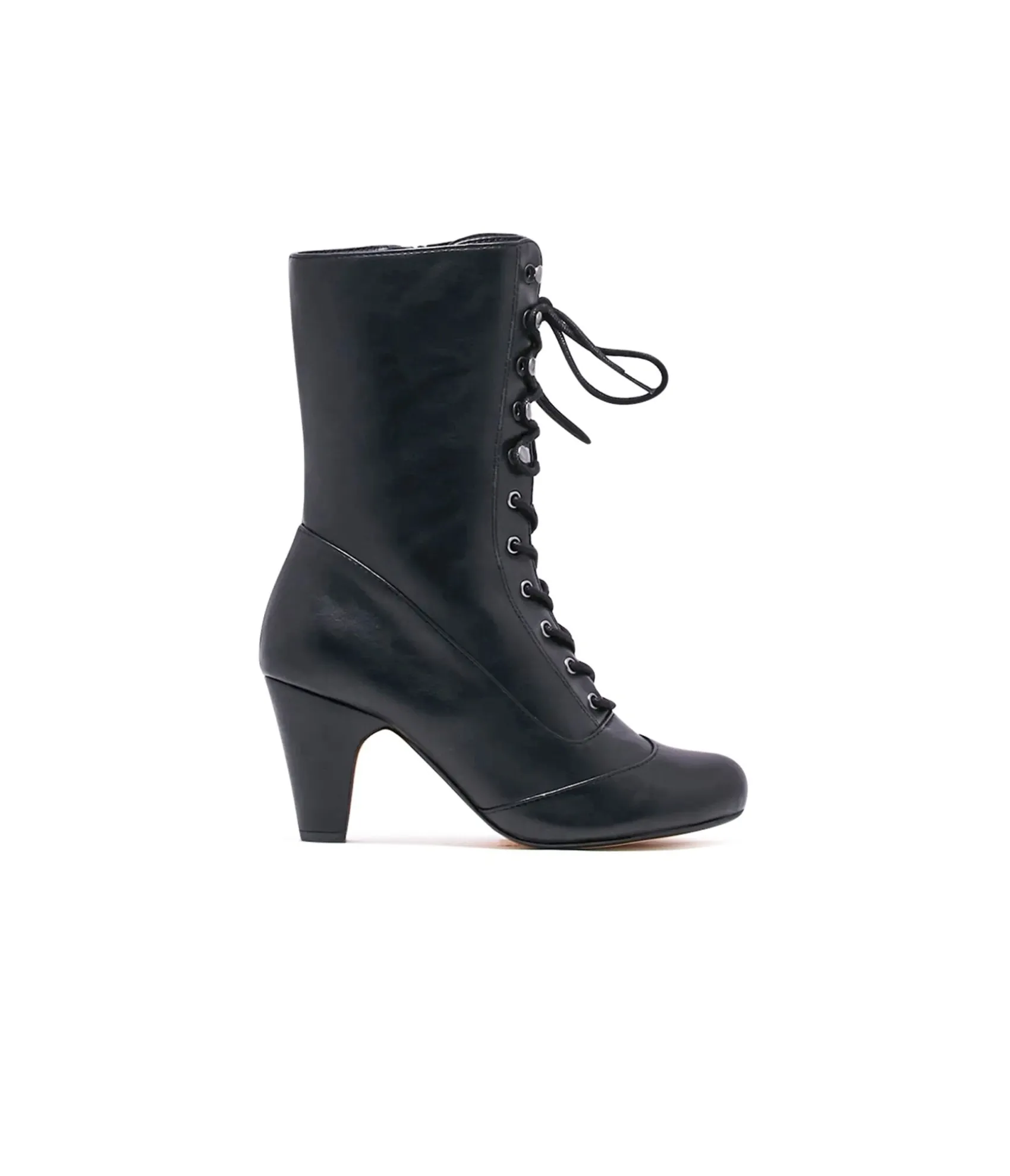 Unique Vintage Chelsea Crew Black Leatherette Victorian Claire Boots Clearance