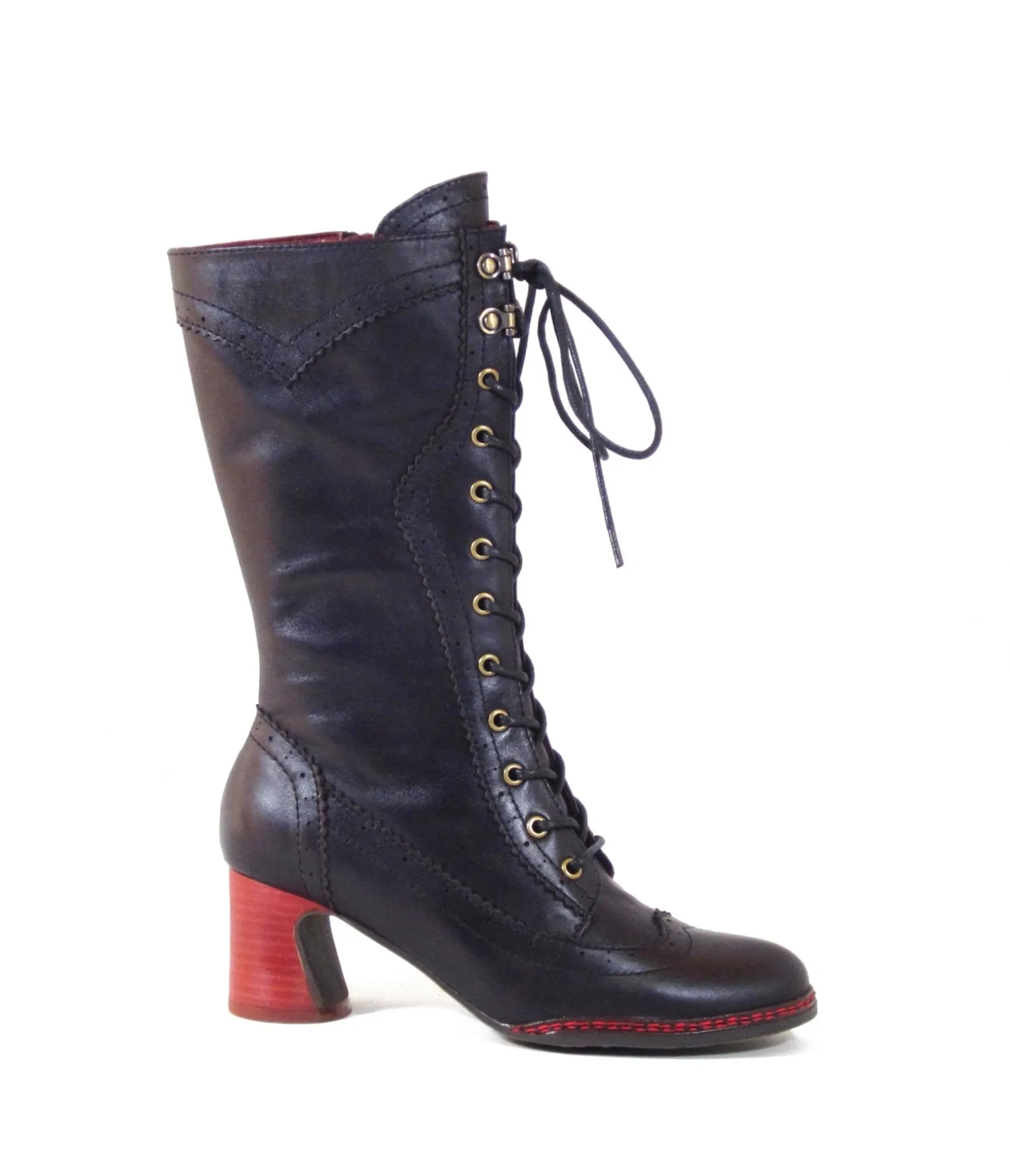 Unique Vintage Chelsea Crew 1930s Black Leatherette Knee High Gaston Boots Fashion