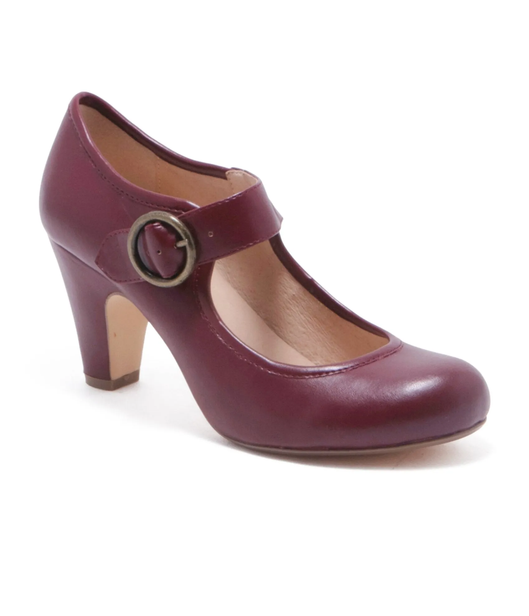 Unique Vintage Chelsea Crew 1940s Burgundy Leatherette Mary Jane Madeline Heels New