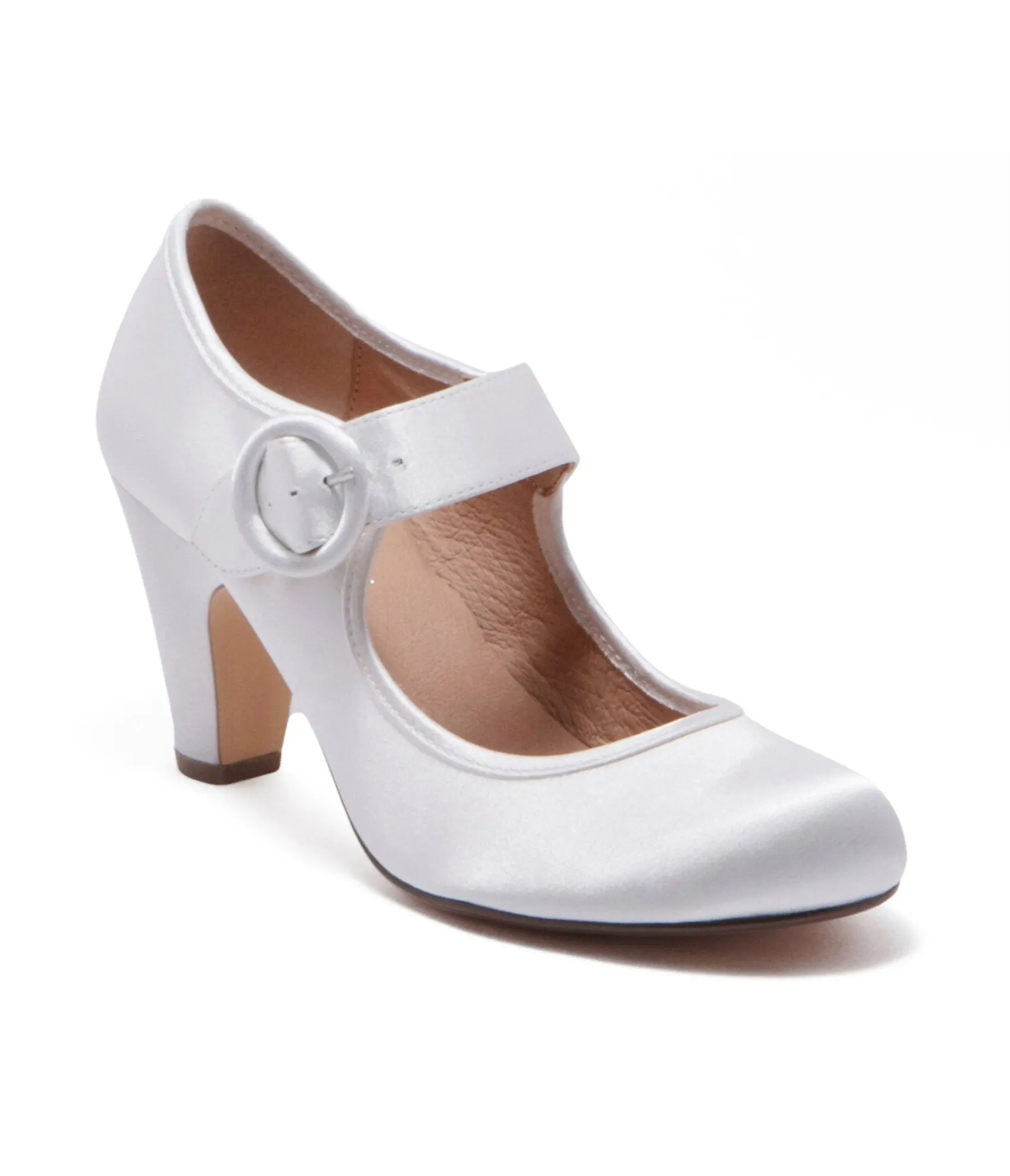 Unique Vintage Chelsea Crew 1940s Ivory Leatherette Mary Jane Madeline Heels Fashion