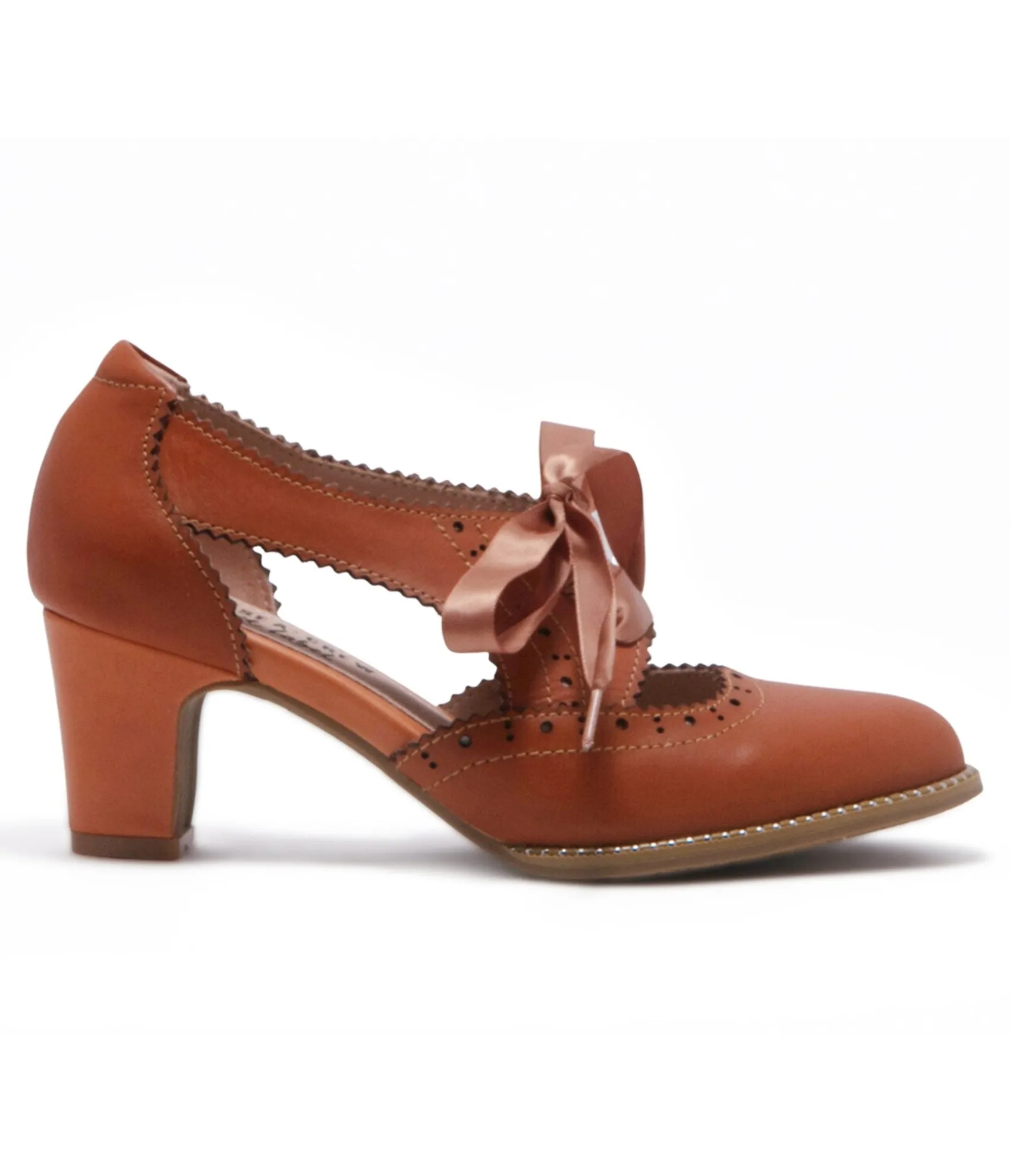 Unique Vintage Chelsea Crew 1930s Tan Leather Bow Oxford Heels Best