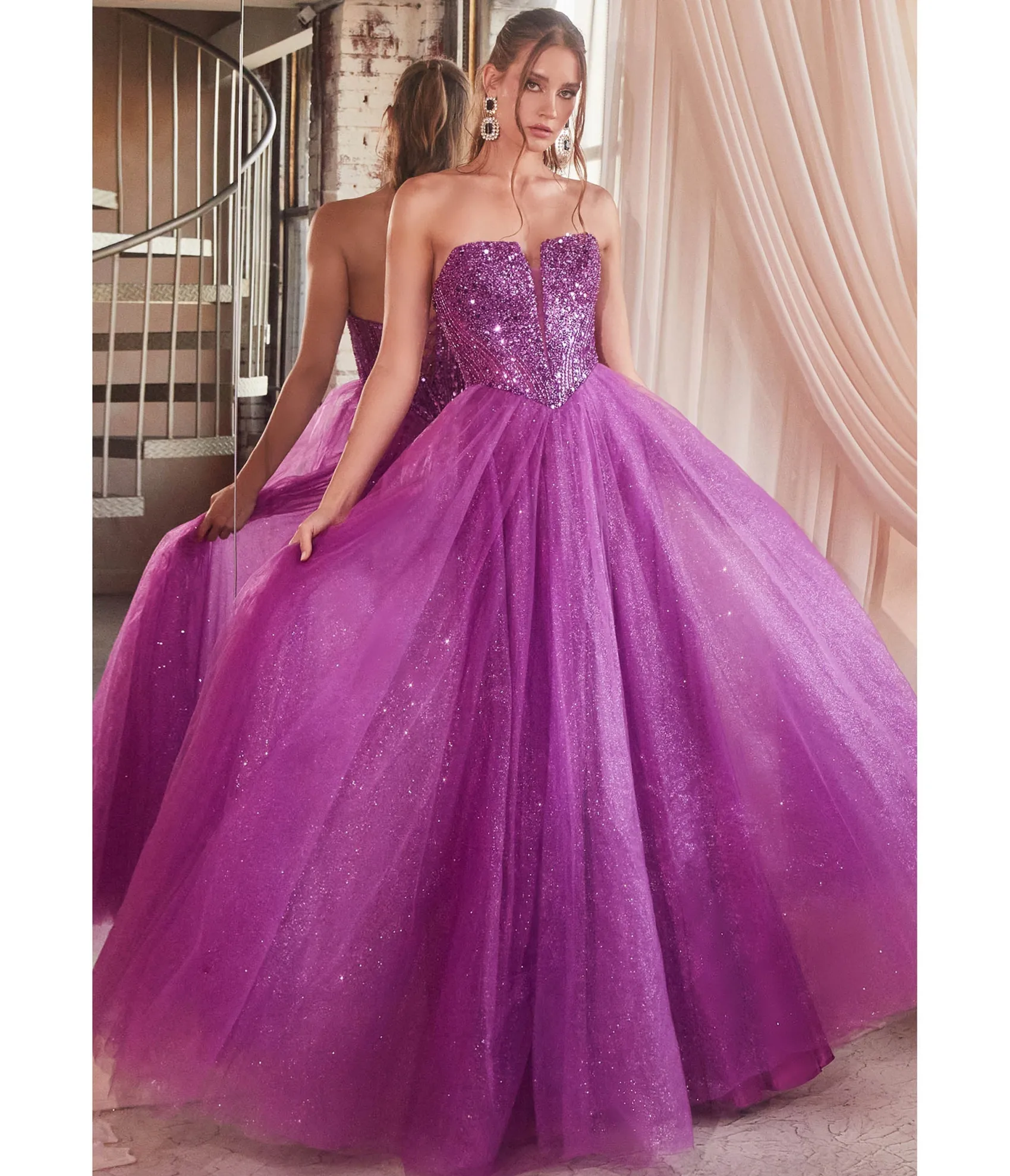 Unique Vintage Cinderella Divine Amethyst Glitter Bodice & Tulle Prom Ball Gown Clearance