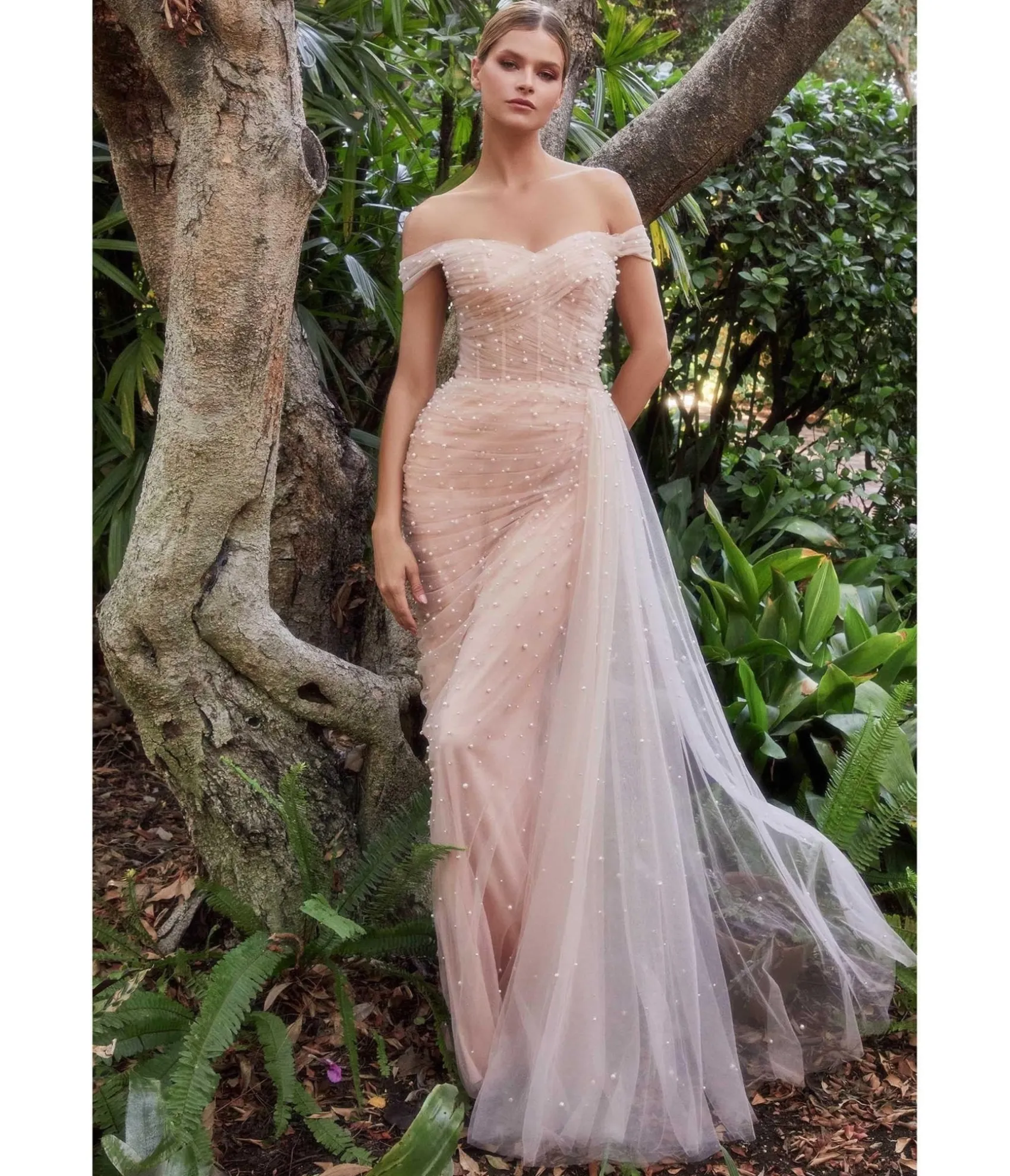 Unique Vintage Cinderella Divine Blush Pearl Pleated Tulle Fairytale Gown with Cape Fashion