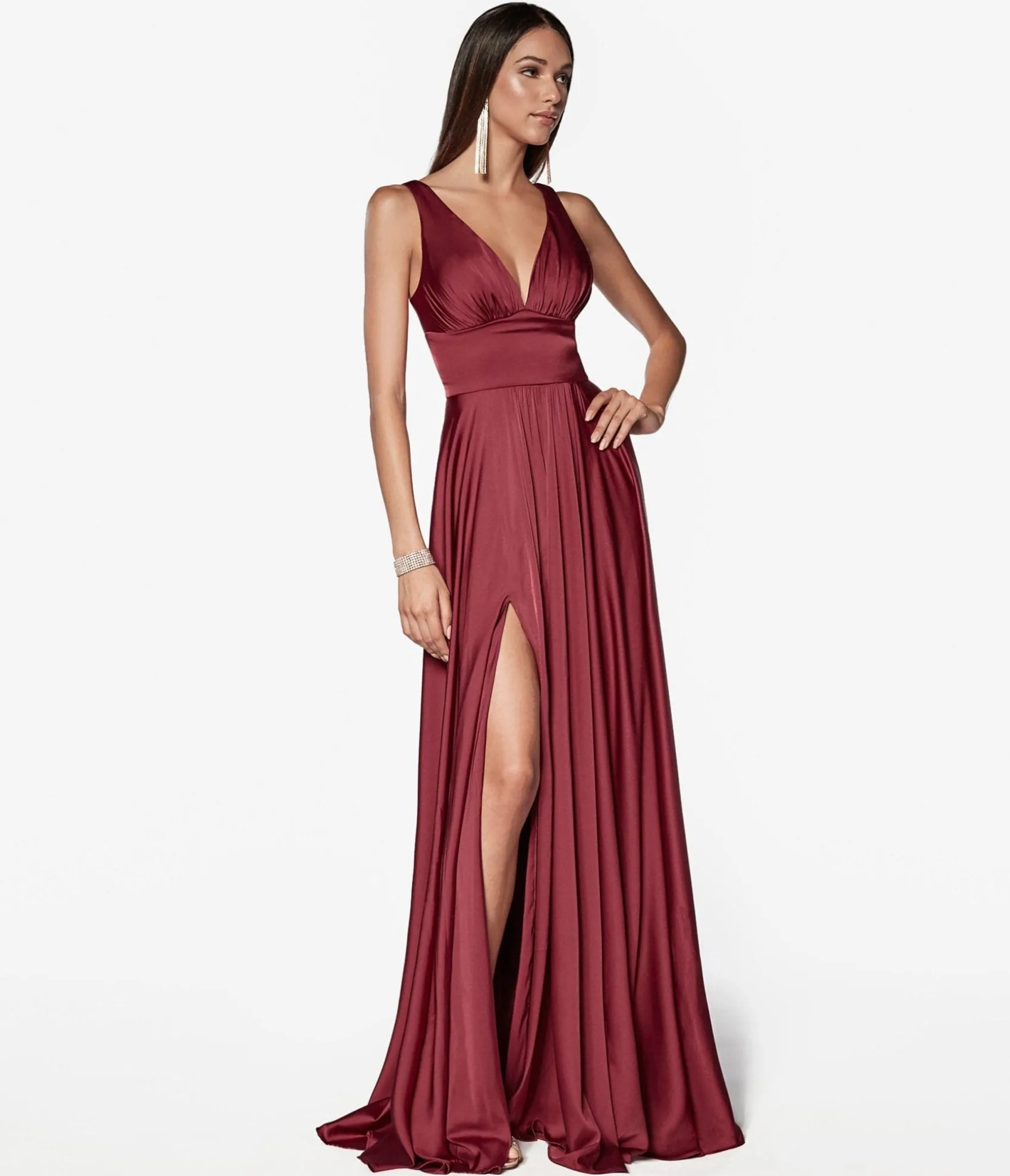 Unique Vintage Cinderella Divine Burgundy Glamour Satin A-Line Bridesmaid Dress Cheap