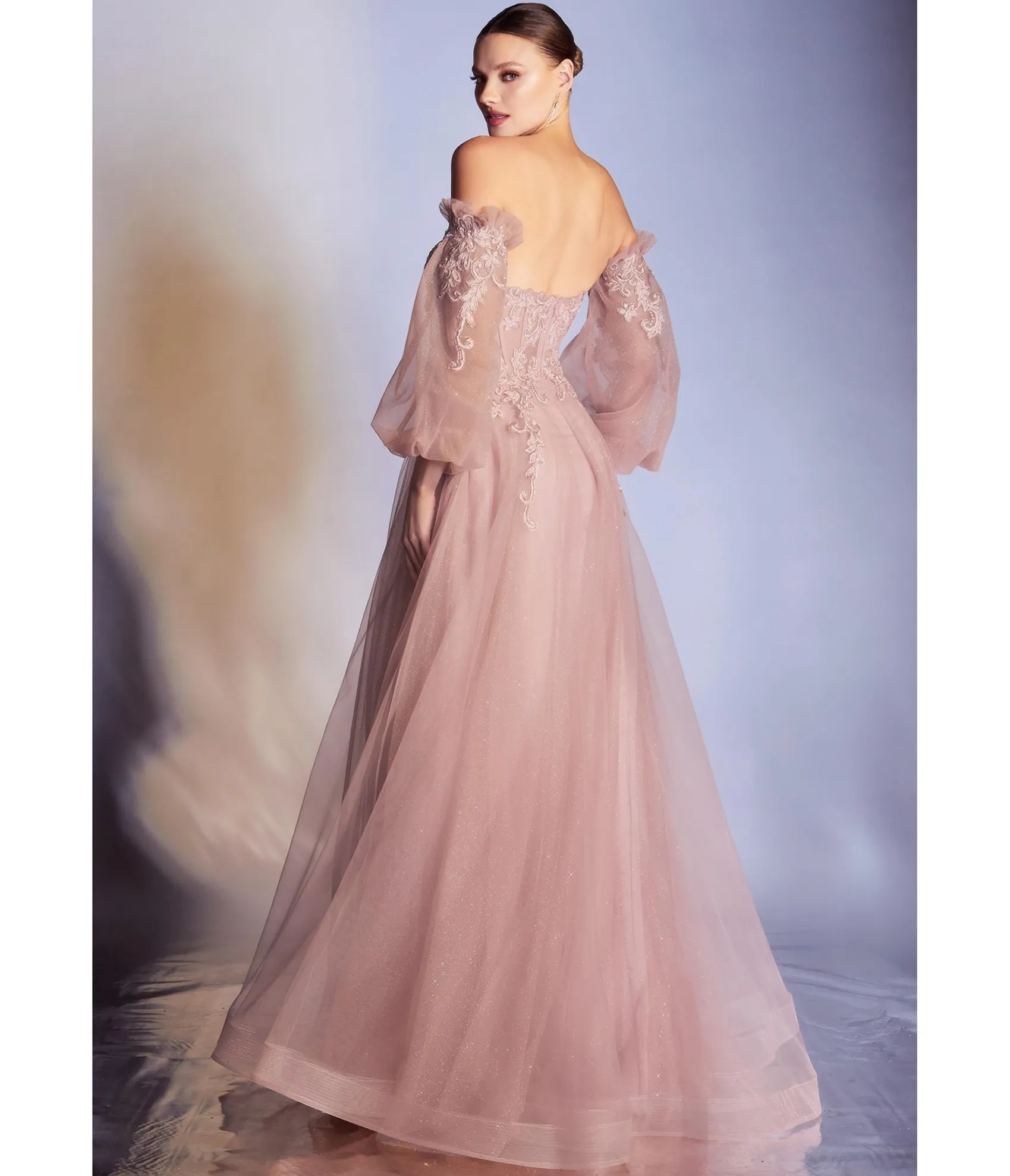 Unique Vintage Cinderella Divine Dusty Rose Glitter Off The Shoulder Corset Prom Gown Cheap