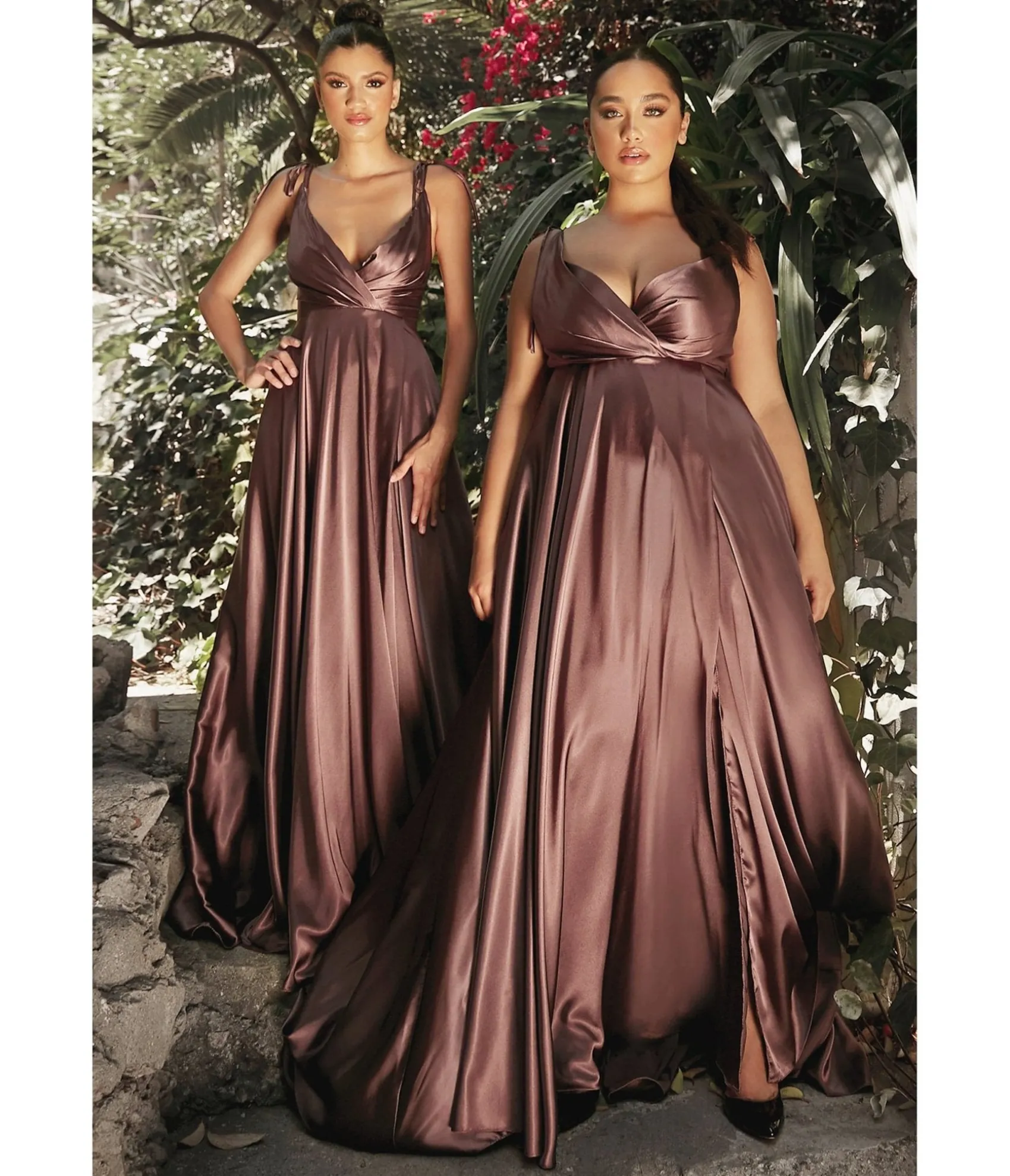 Unique Vintage Cinderella Divine Mahogany Flowy Satin A-Line Bridesmaid Gown New