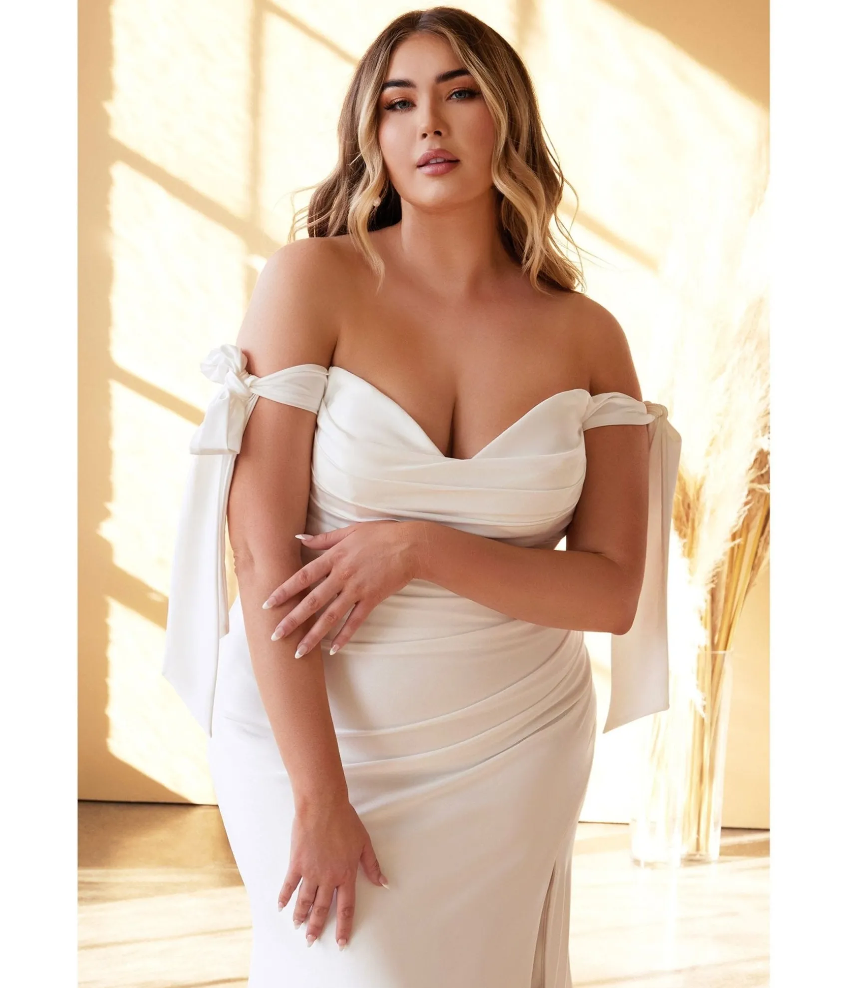 Unique Vintage Cinderella Divine Plus Size White Off The Shoulder Trumpet Bridal Gown Sale