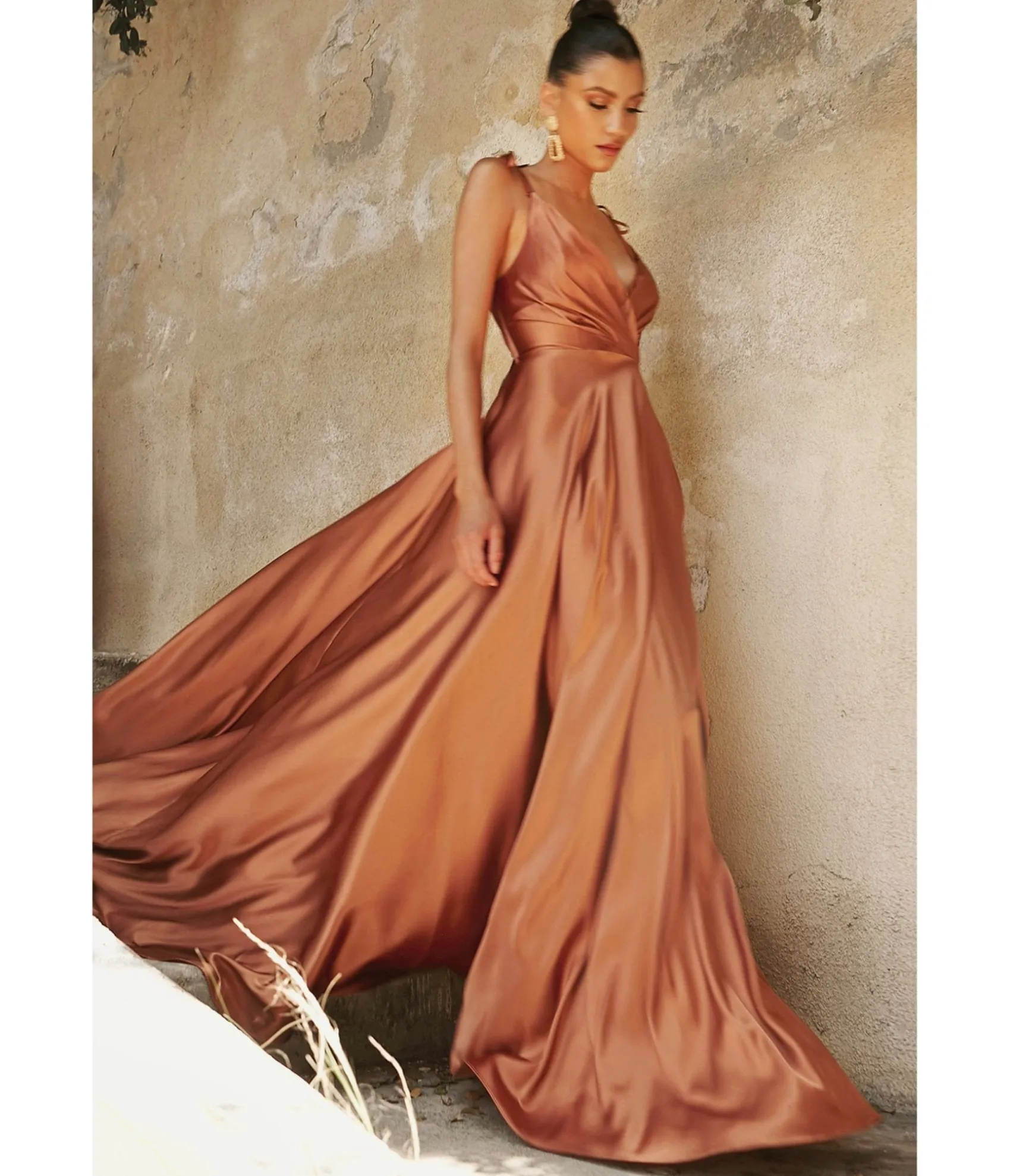 Unique Vintage Cinderella Divine Sienna Flowy Satin A-Line Bridesmaid Gown Clearance