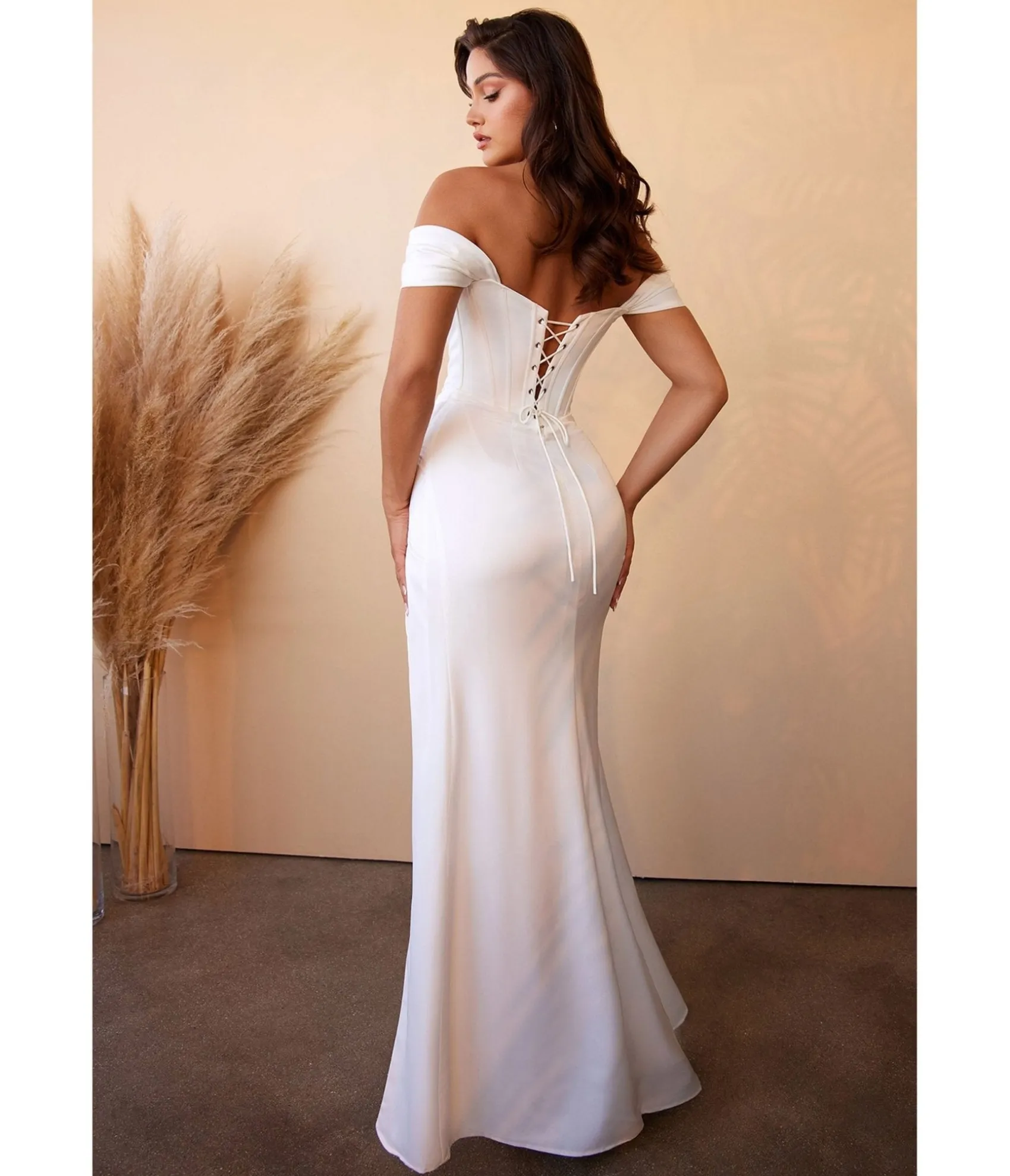 Unique Vintage Cinderella Divine White Off The Shoulder Corset Satin Bridal Gown Hot