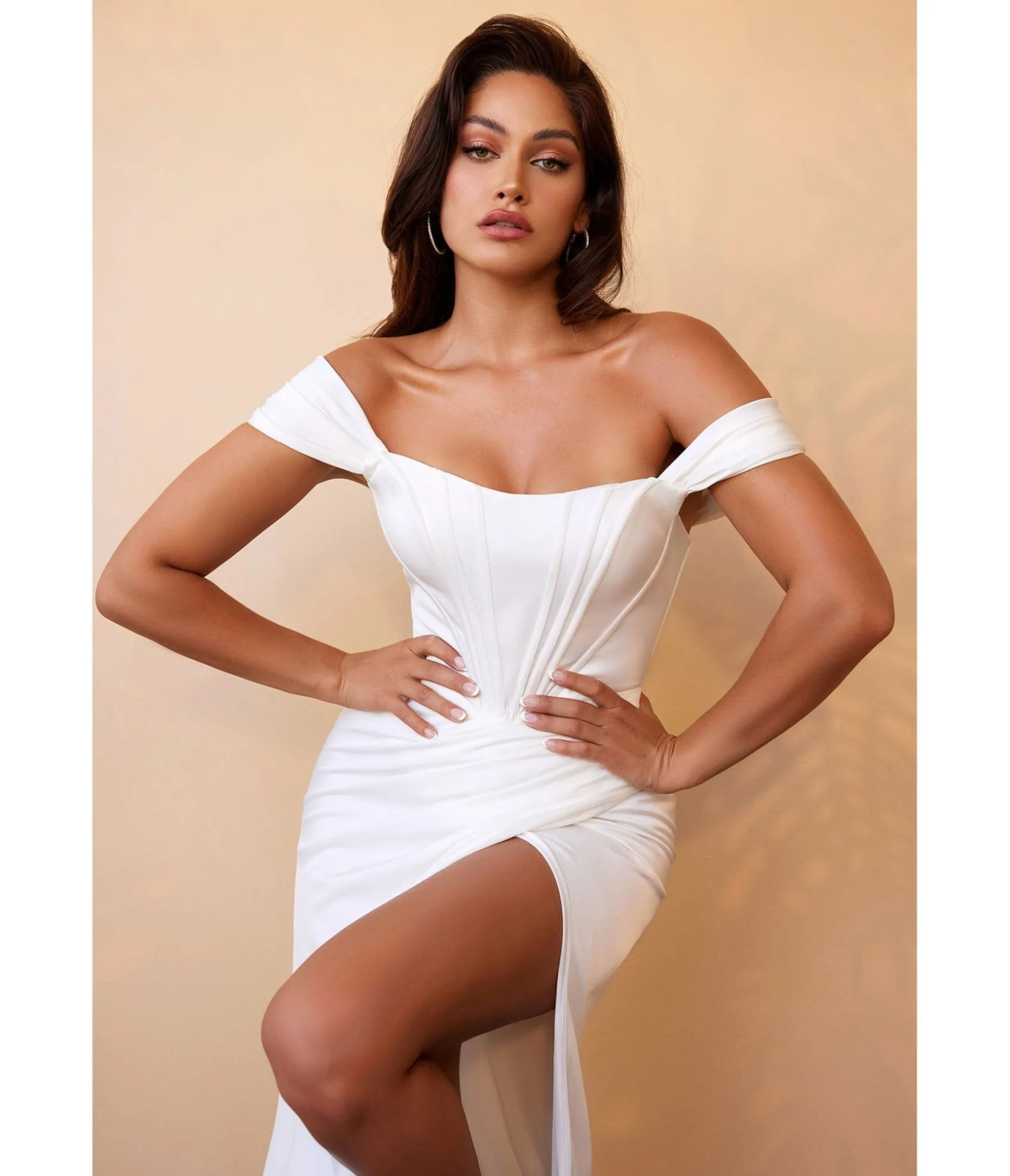 Unique Vintage Cinderella Divine White Off The Shoulder Corset Satin Bridal Gown Hot