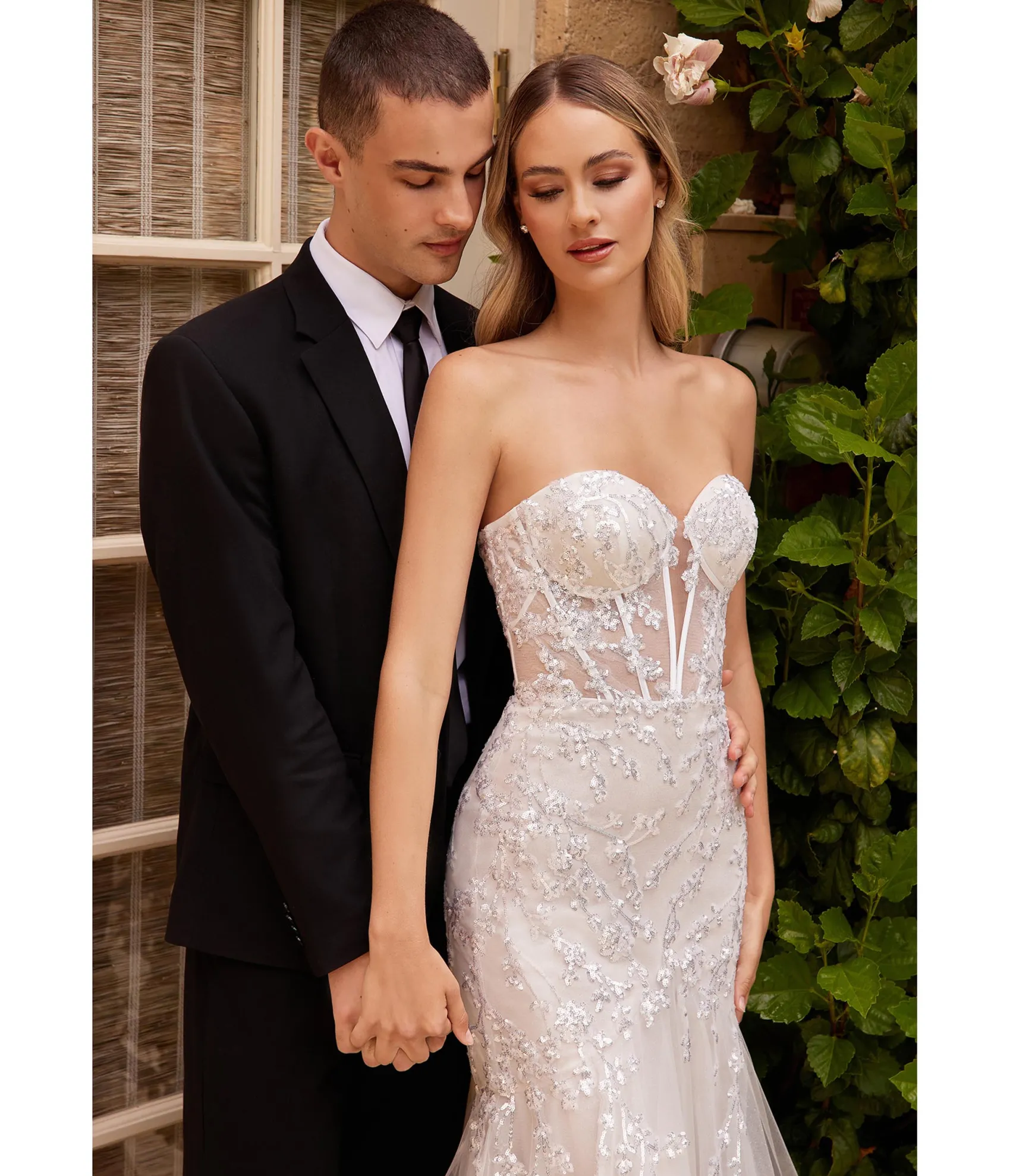 Unique Vintage Cinderella Divine French White Floral Embellished Mermaid Bridal Gown Discount
