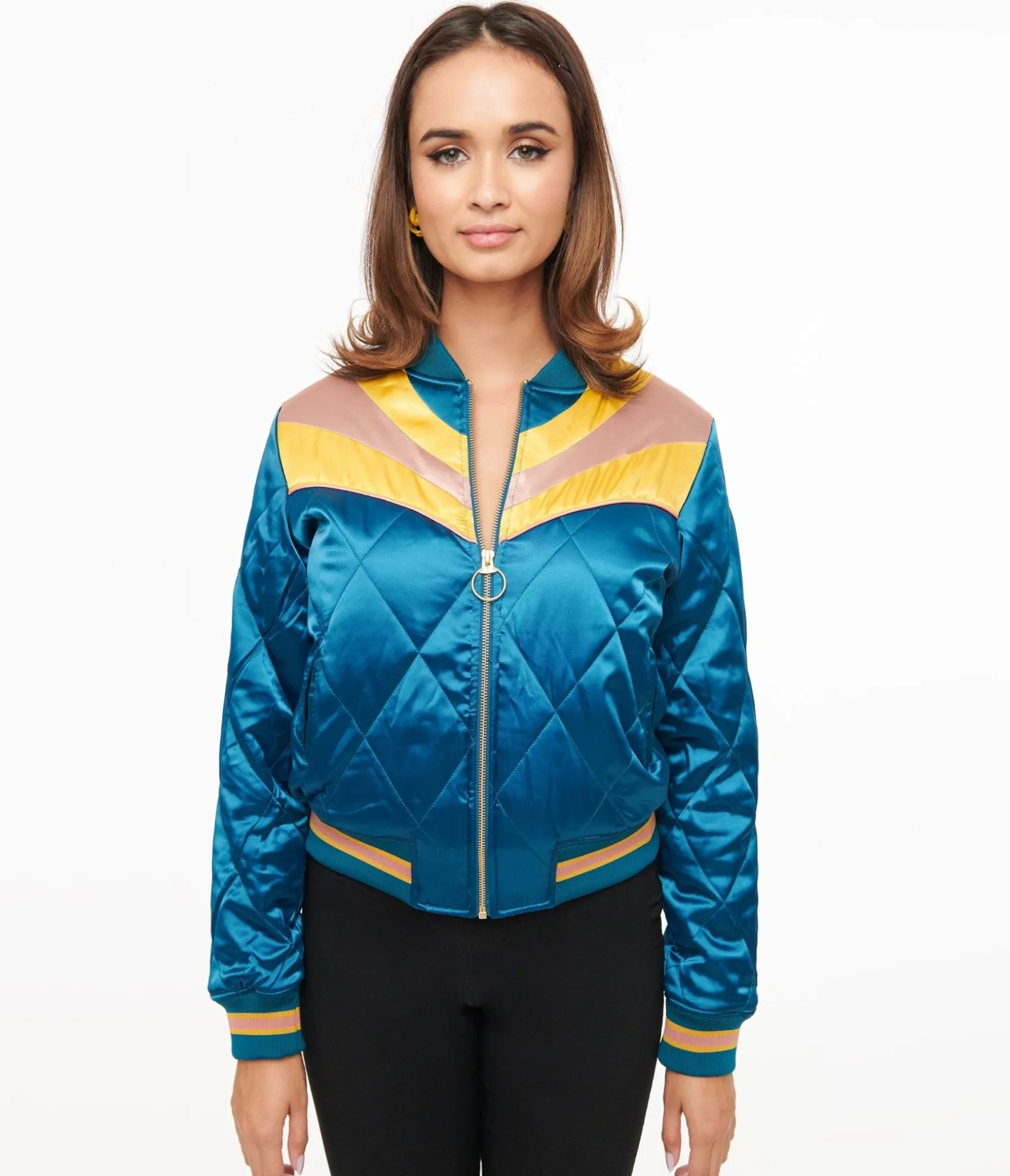 Unique Vintage Classic Rock Couture 1970s Teal Peacock Rising Sun Chainstitch Bomber Jacket New