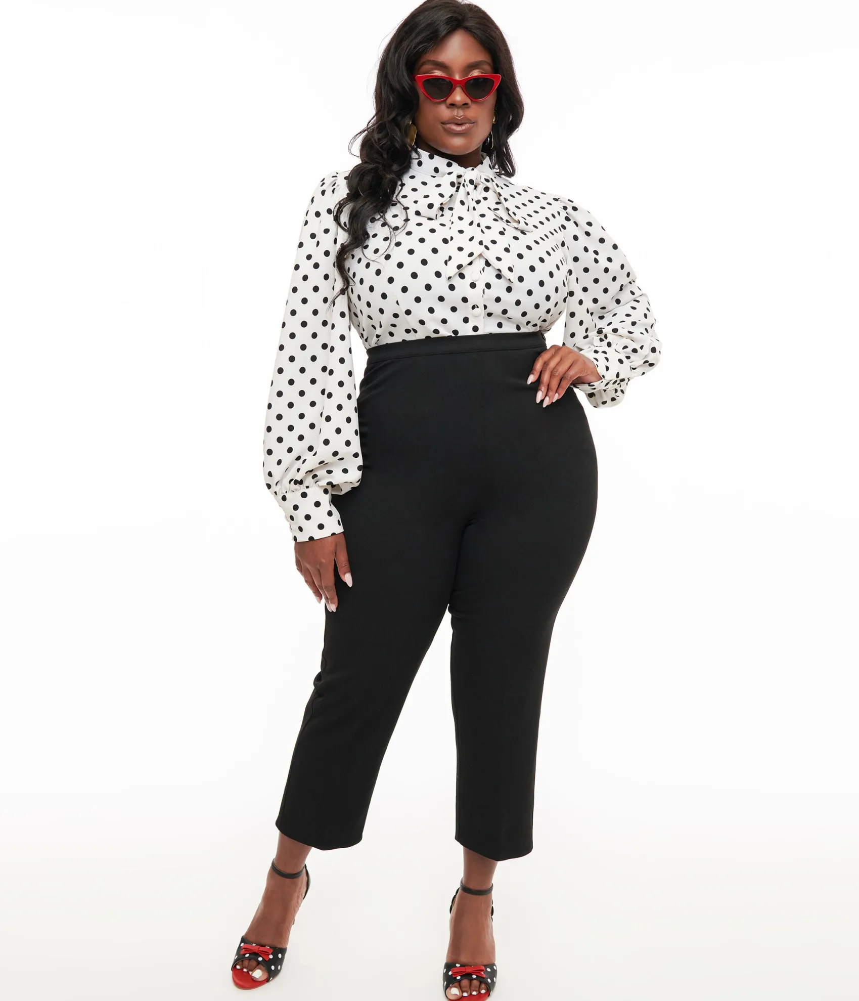 Unique Vintage Collectif Plus Size 1950s Black Nora Capri Pants Cheap