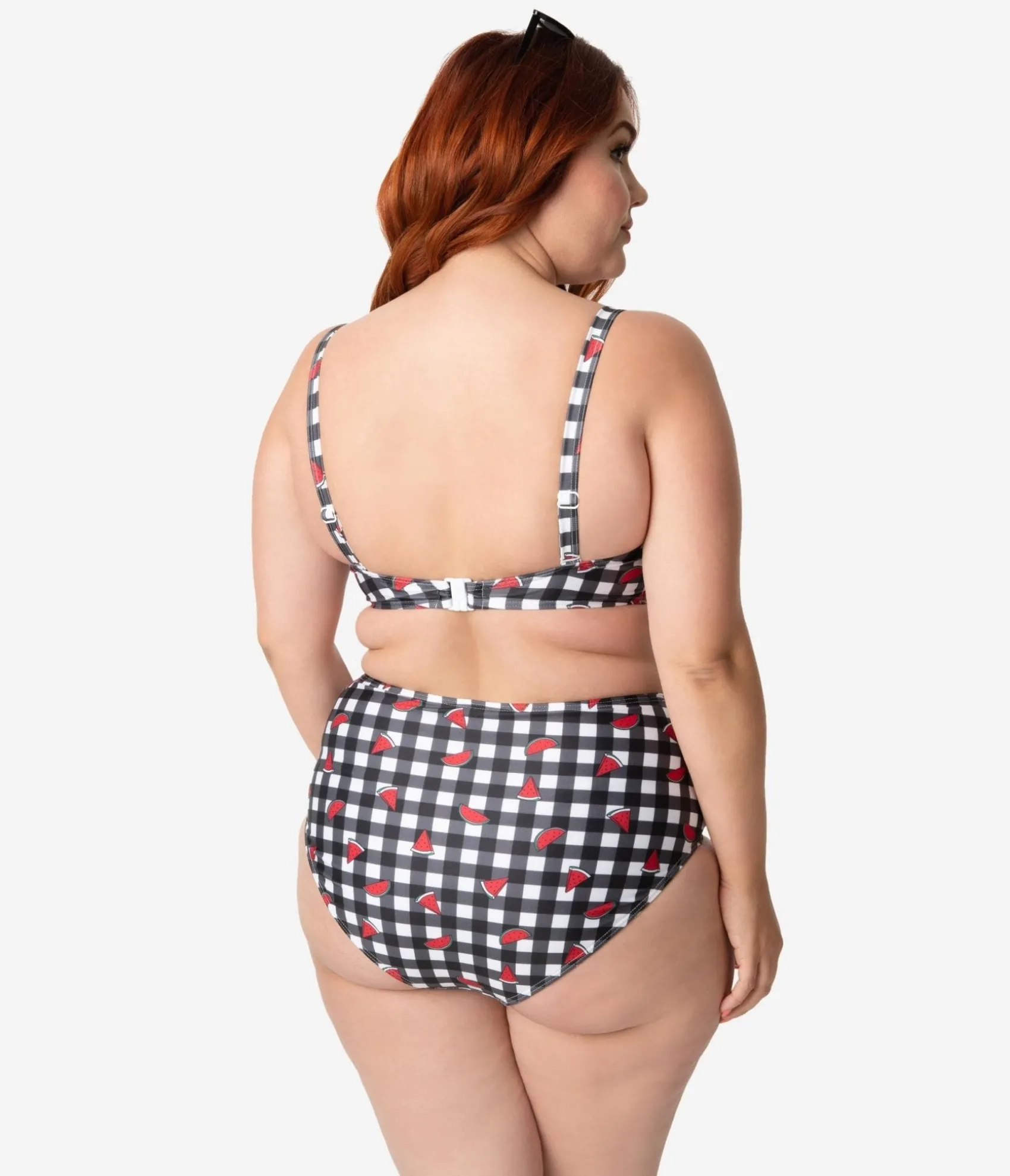 Unique Vintage Collectif x Playful Promises Black & White Gingham Watermelon Print Swim Bottoms Cheap