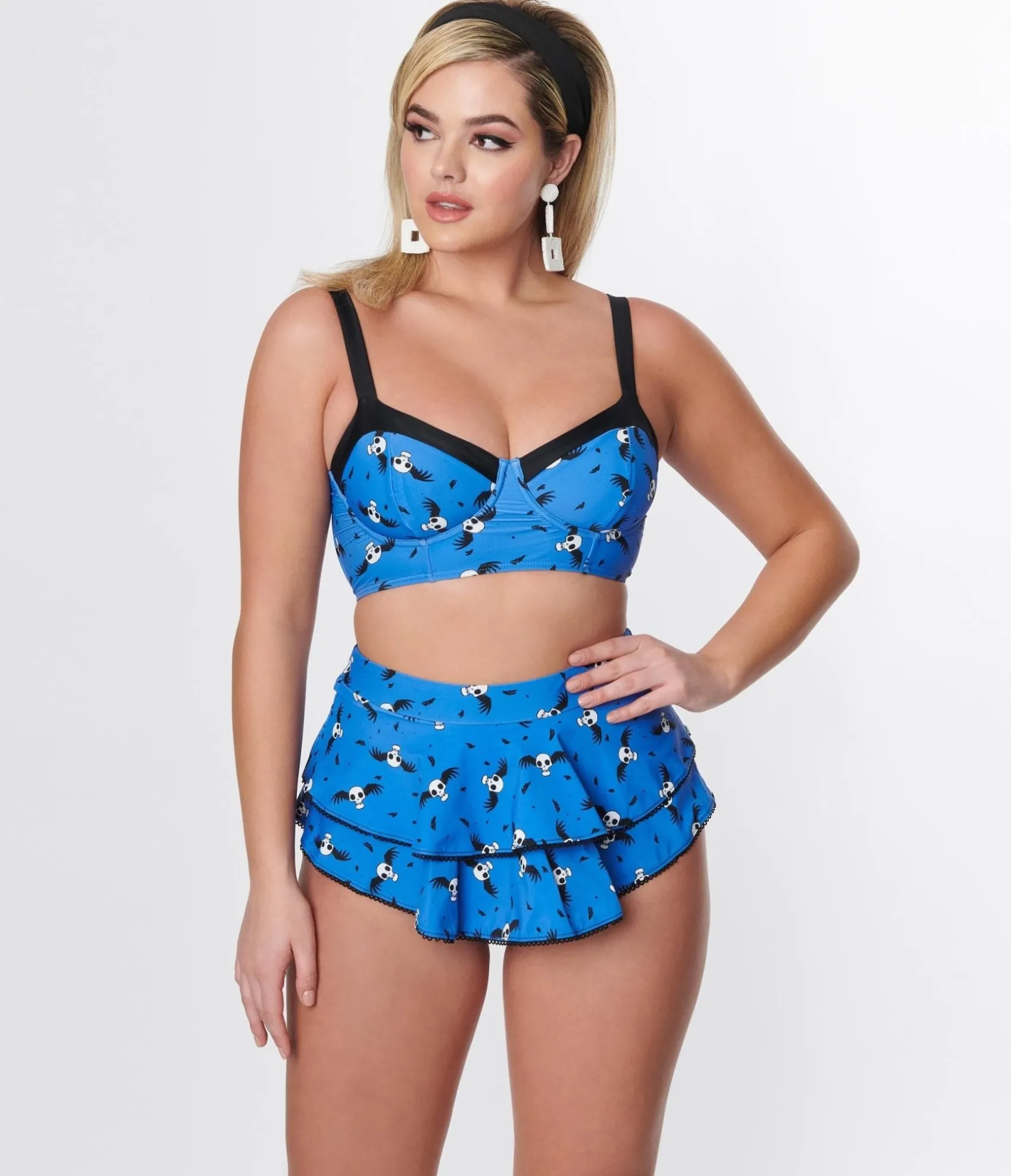 Unique Vintage Corpse Bride x Blue & Flying Skulls Marlene Crop Swim Top Online