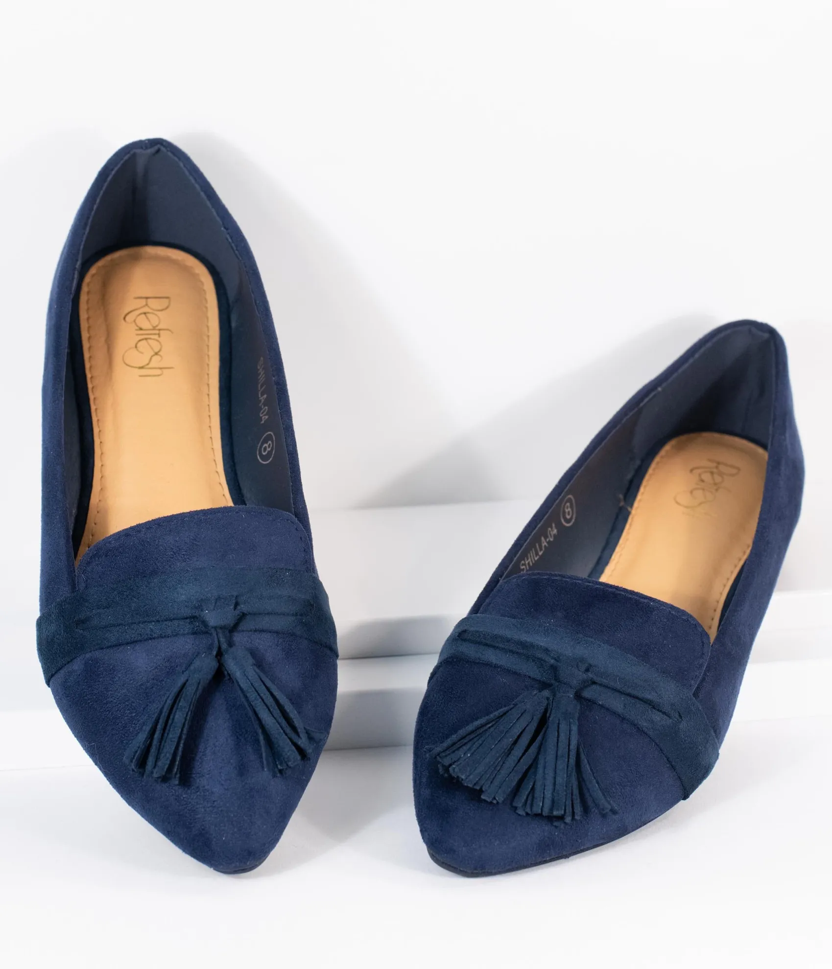 Unique Vintage Dark Navy Blue Suede Tassel Loafer Store