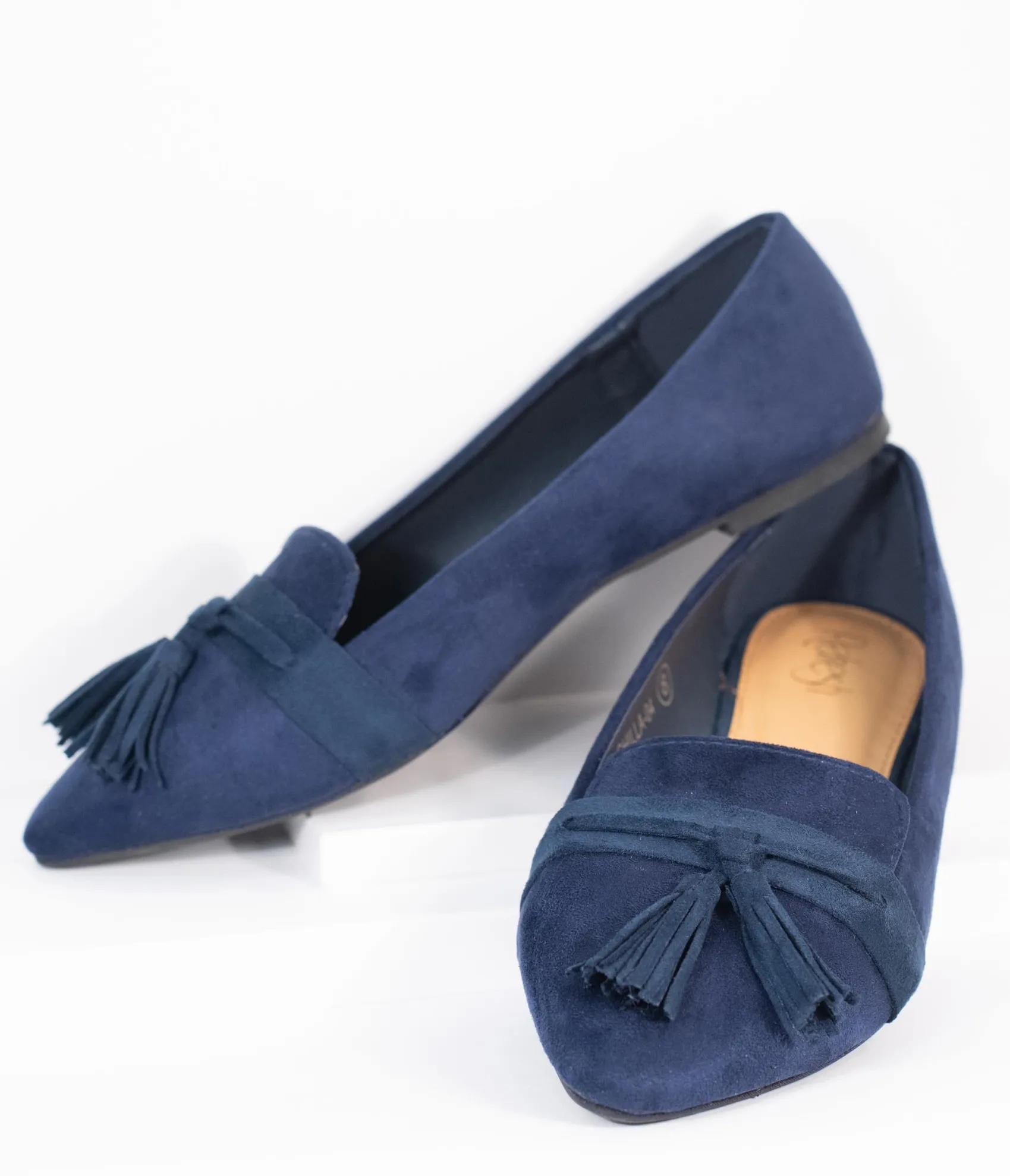 Unique Vintage Dark Navy Blue Suede Tassel Loafer Store