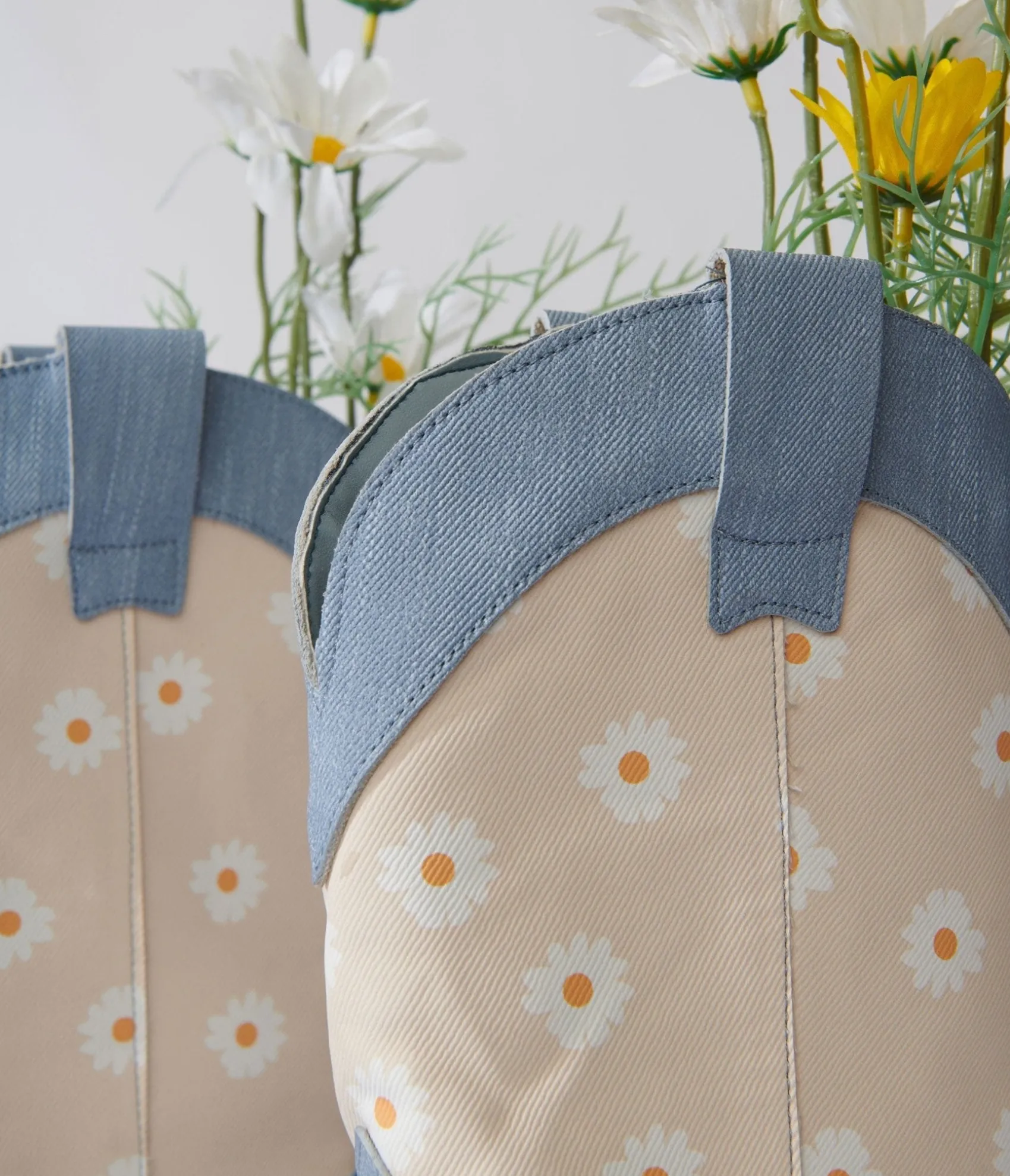 Unique Vintage Denim Daisy Cowboy Boot Cheap