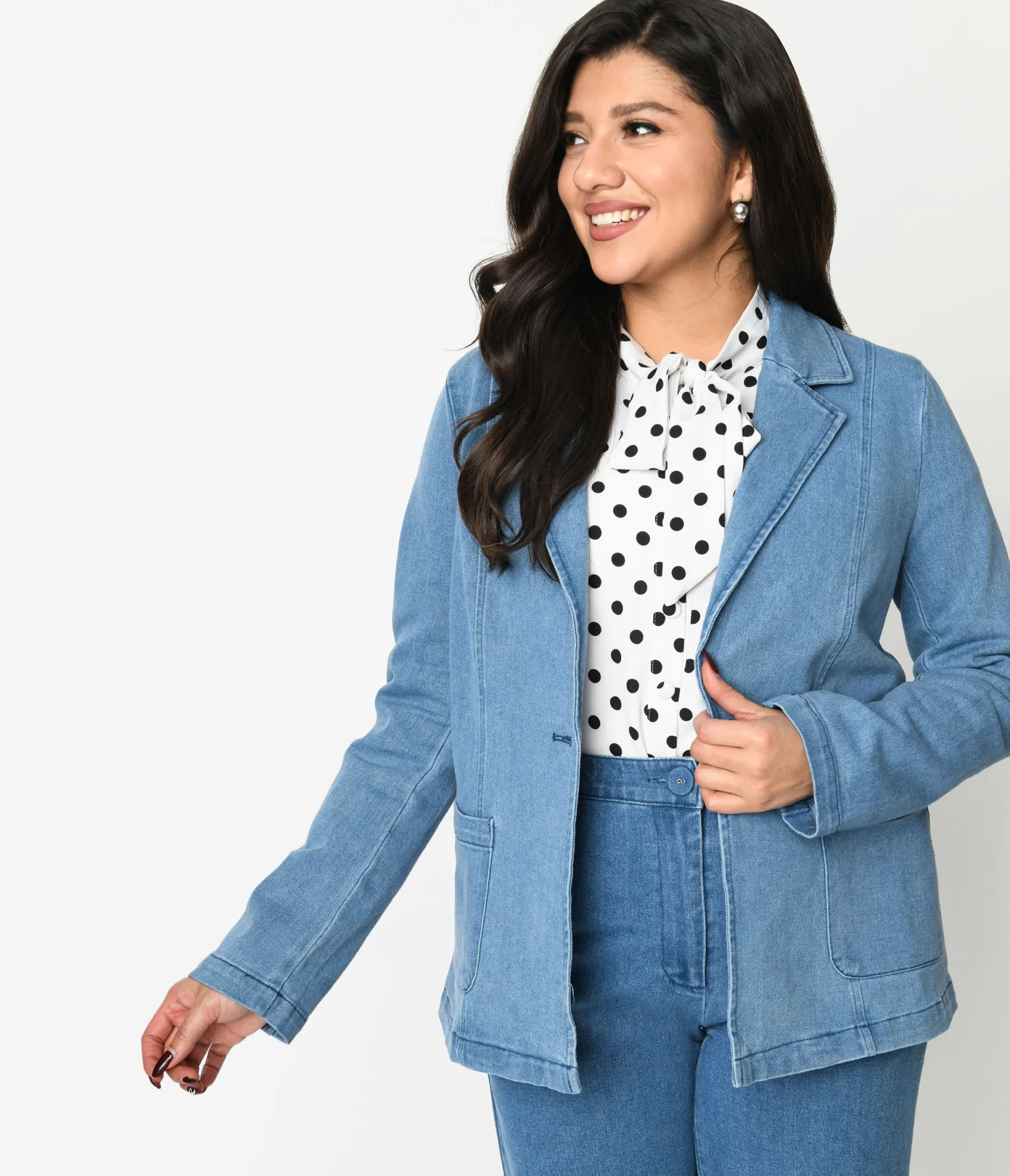 Unique Vintage Denim Washed Blazer Discount