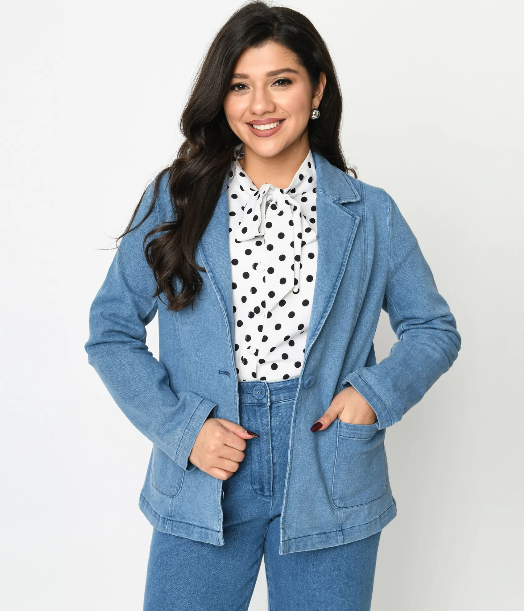 Unique Vintage Denim Washed Blazer Discount