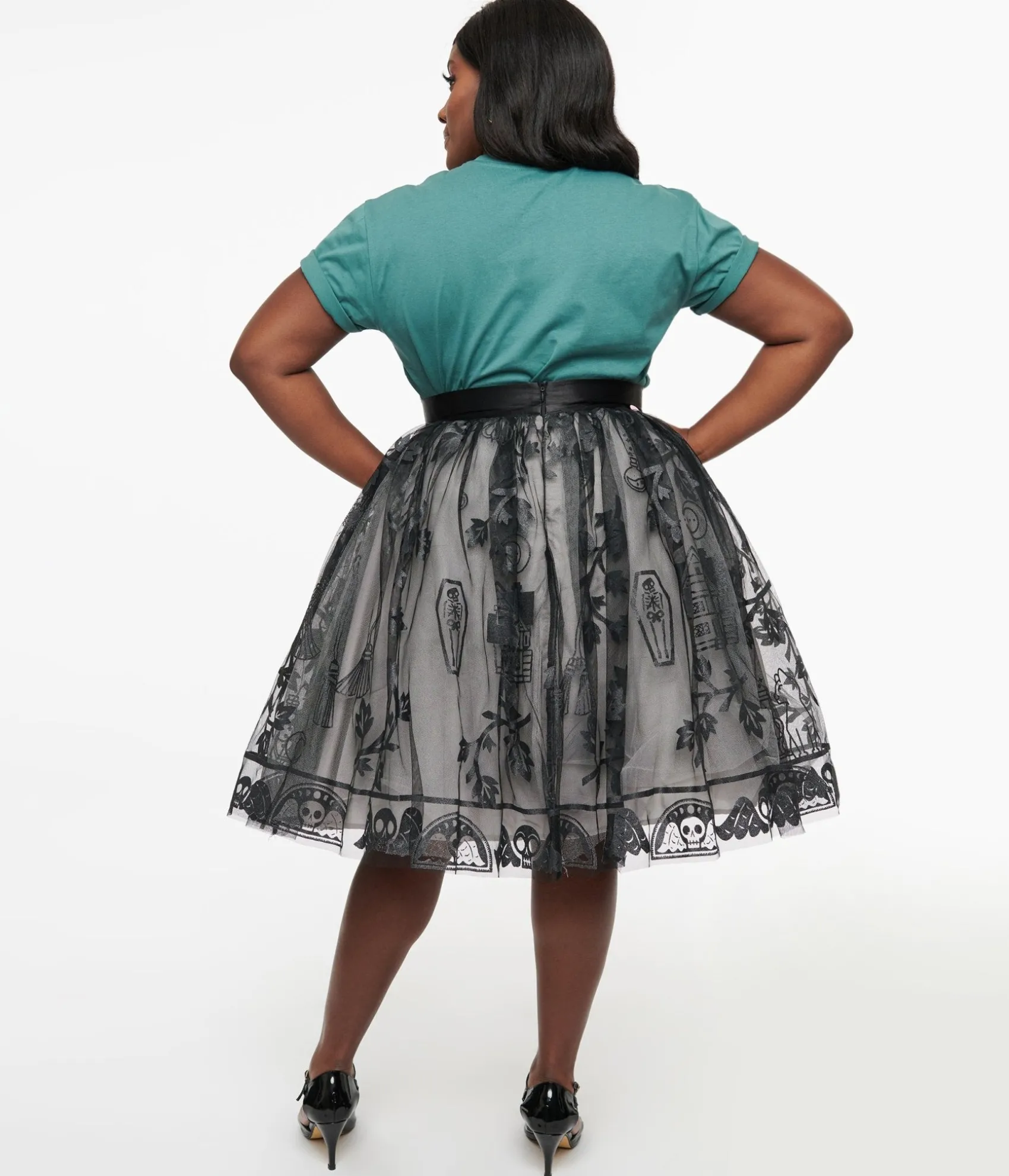 Unique Vintage Disney Hocus Pocus Collection by Plus Size Black Hocus Pocus Glitter Tulle Flare Skirt Hot