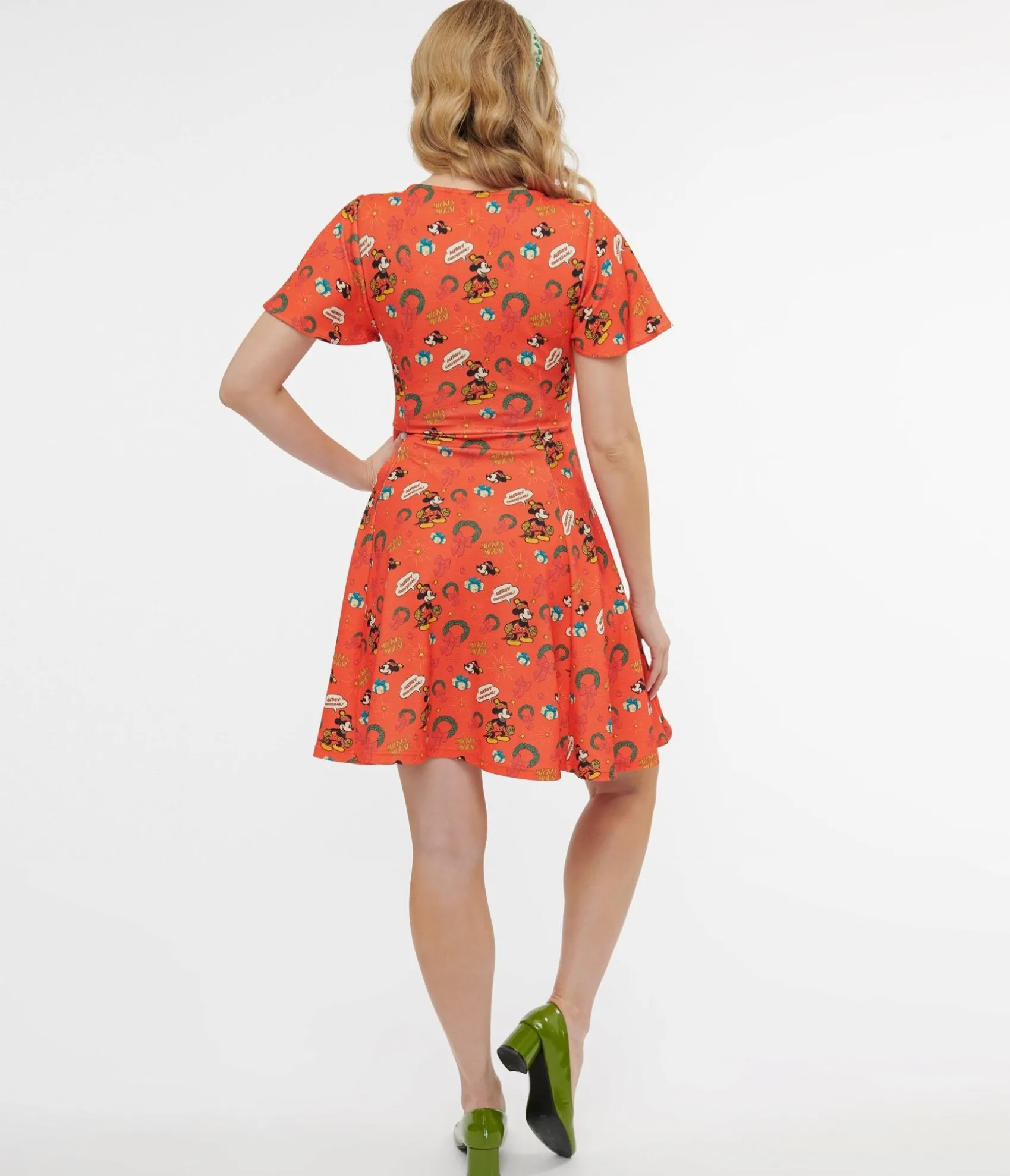 Unique Vintage Disney Holiday Collection by Mickey Christmas Fit & Flare Dress Hot