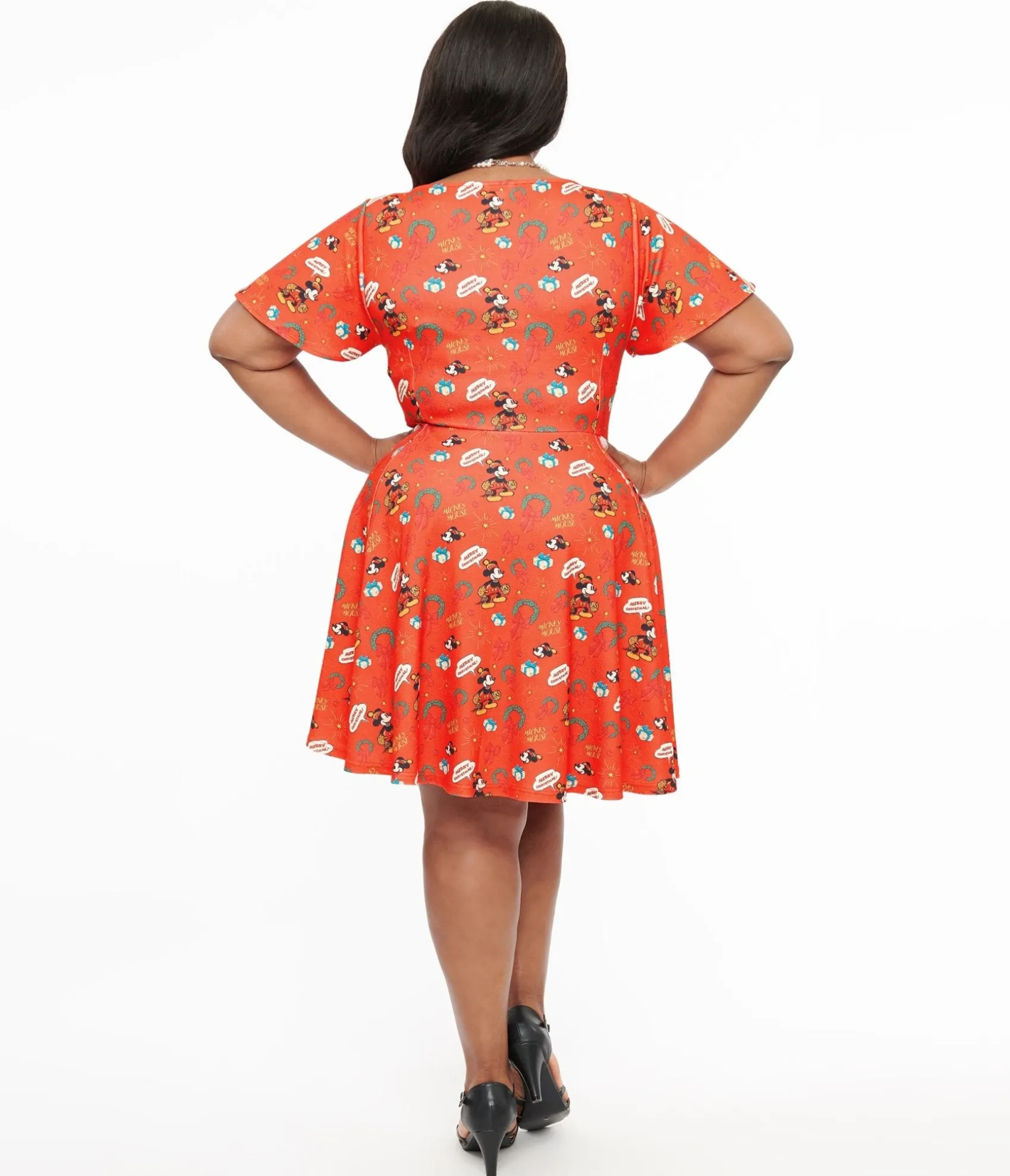 Unique Vintage Disney Holiday Collection by Plus Size Mickey Christmas Fit & Flare Dress Hot